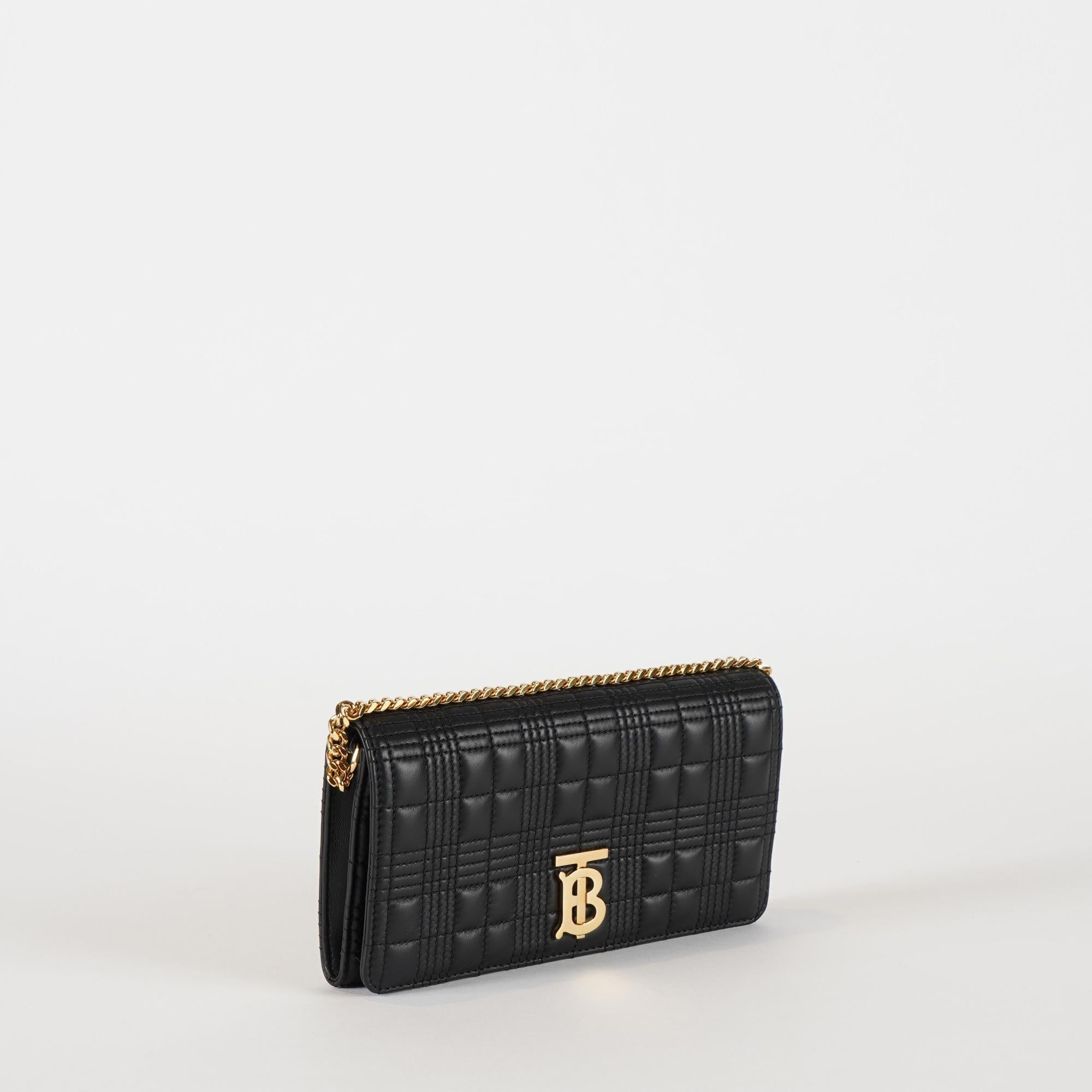 디태처블 스트랩 퀼팅 레더 롤라 지갑