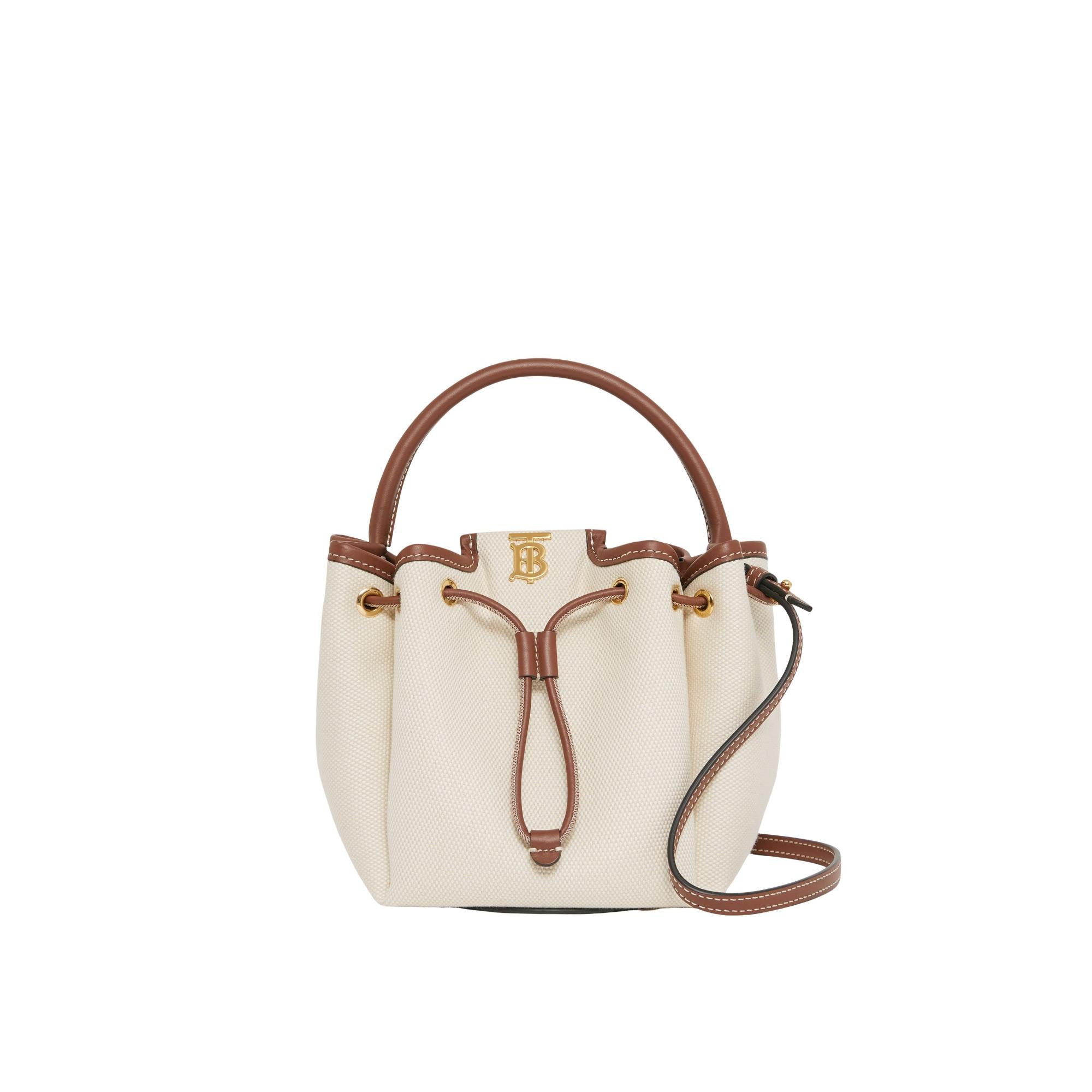 모노그램 모티프 캔버스 레더 버킷 백