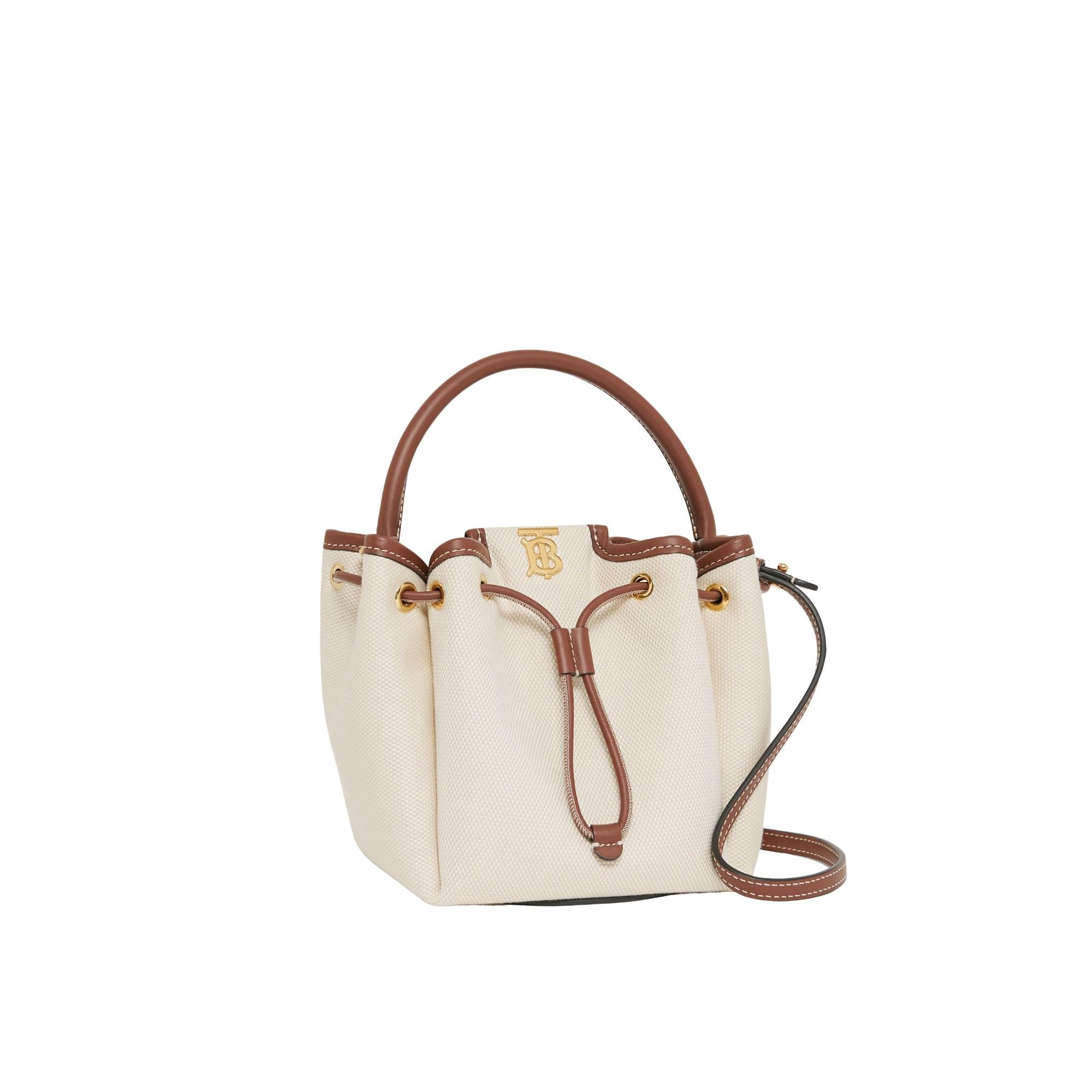 모노그램 모티프 캔버스 레더 버킷 백