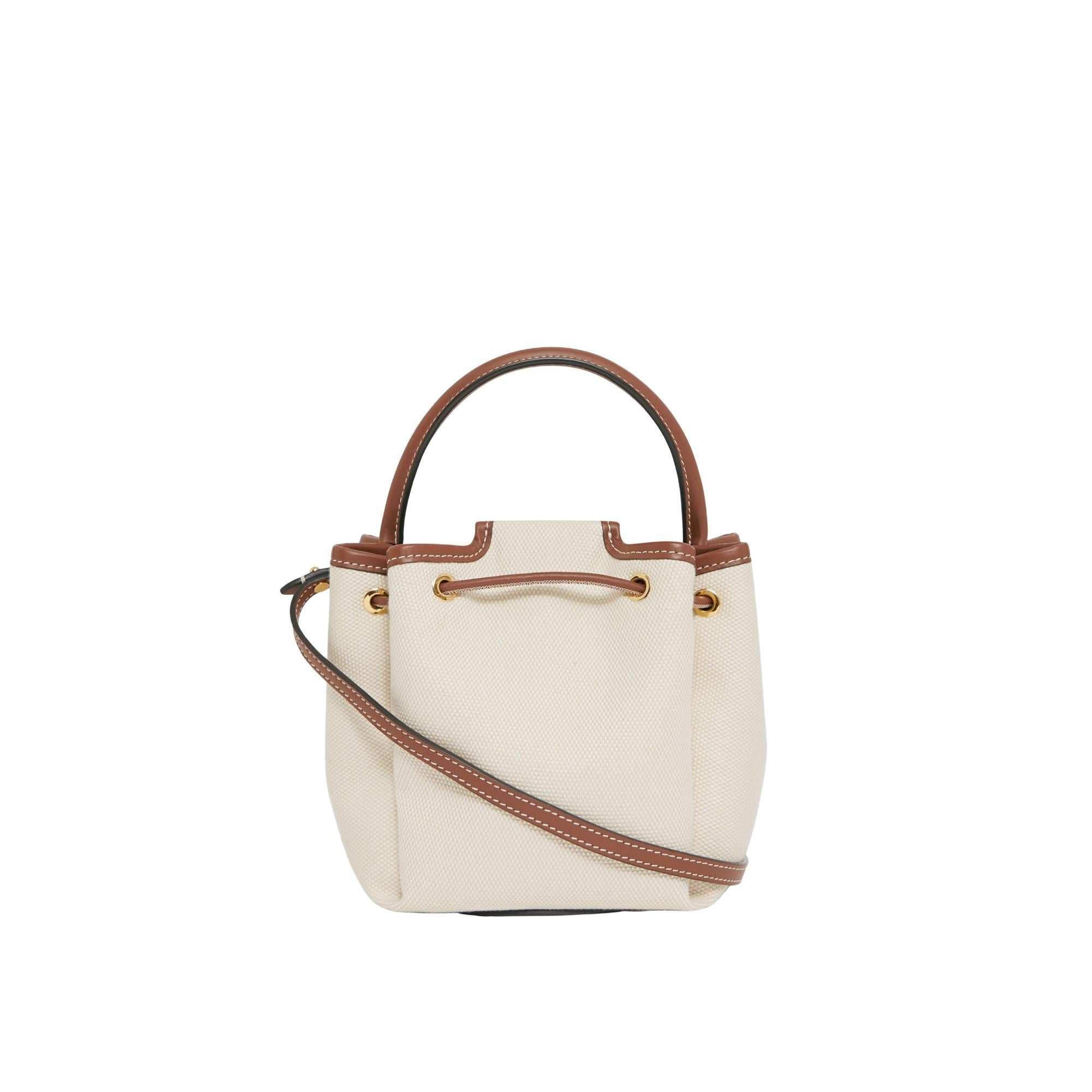 모노그램 모티프 캔버스 레더 버킷 백