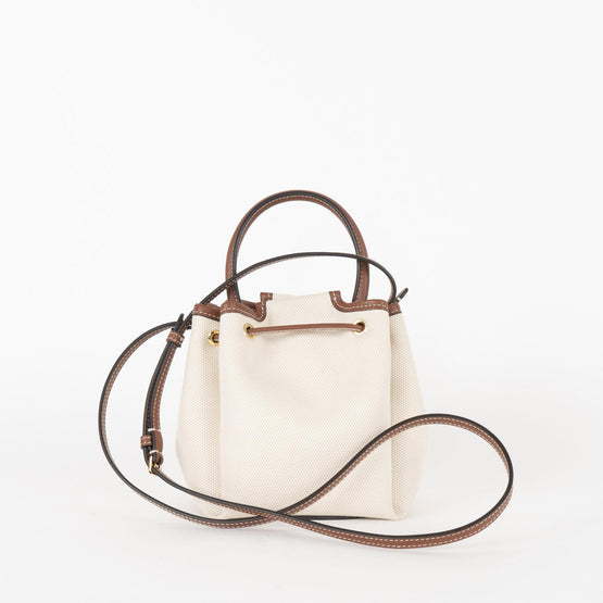 모노그램 모티프 캔버스 레더 버킷 백