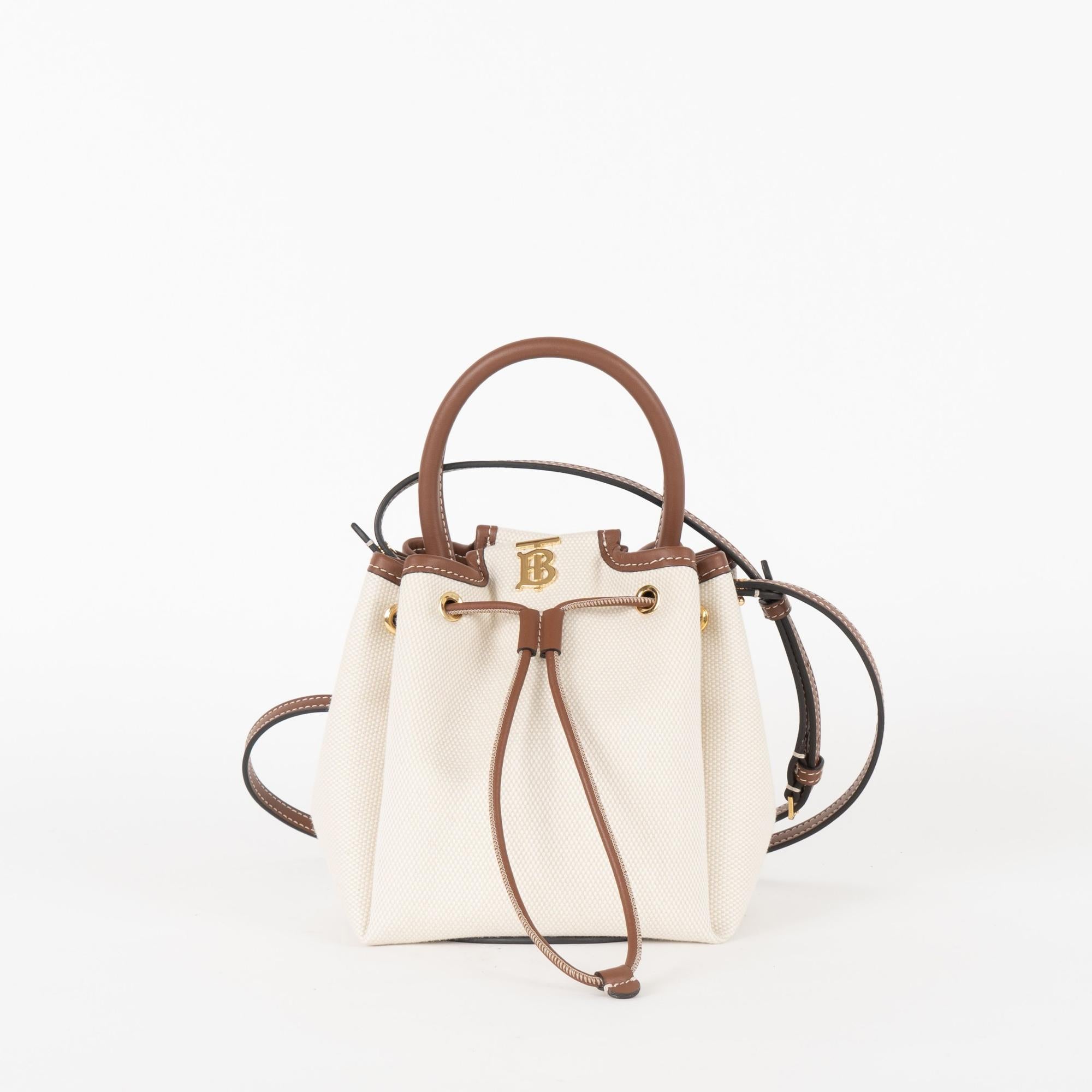 모노그램 모티프 캔버스 레더 버킷 백