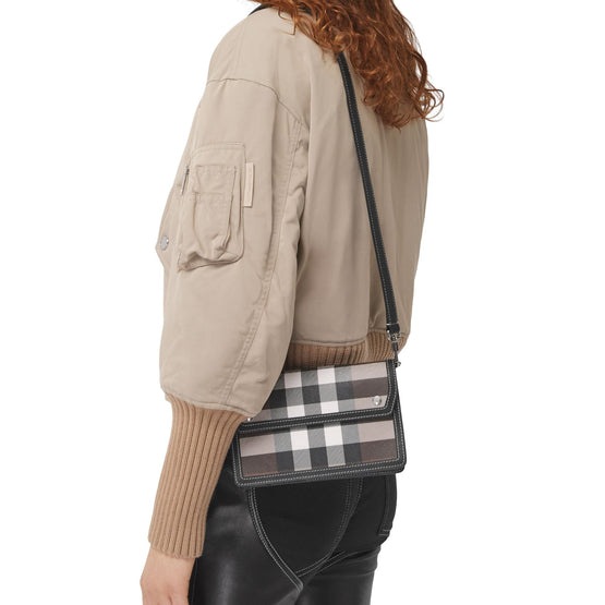 체크 레더 크로스바디 백