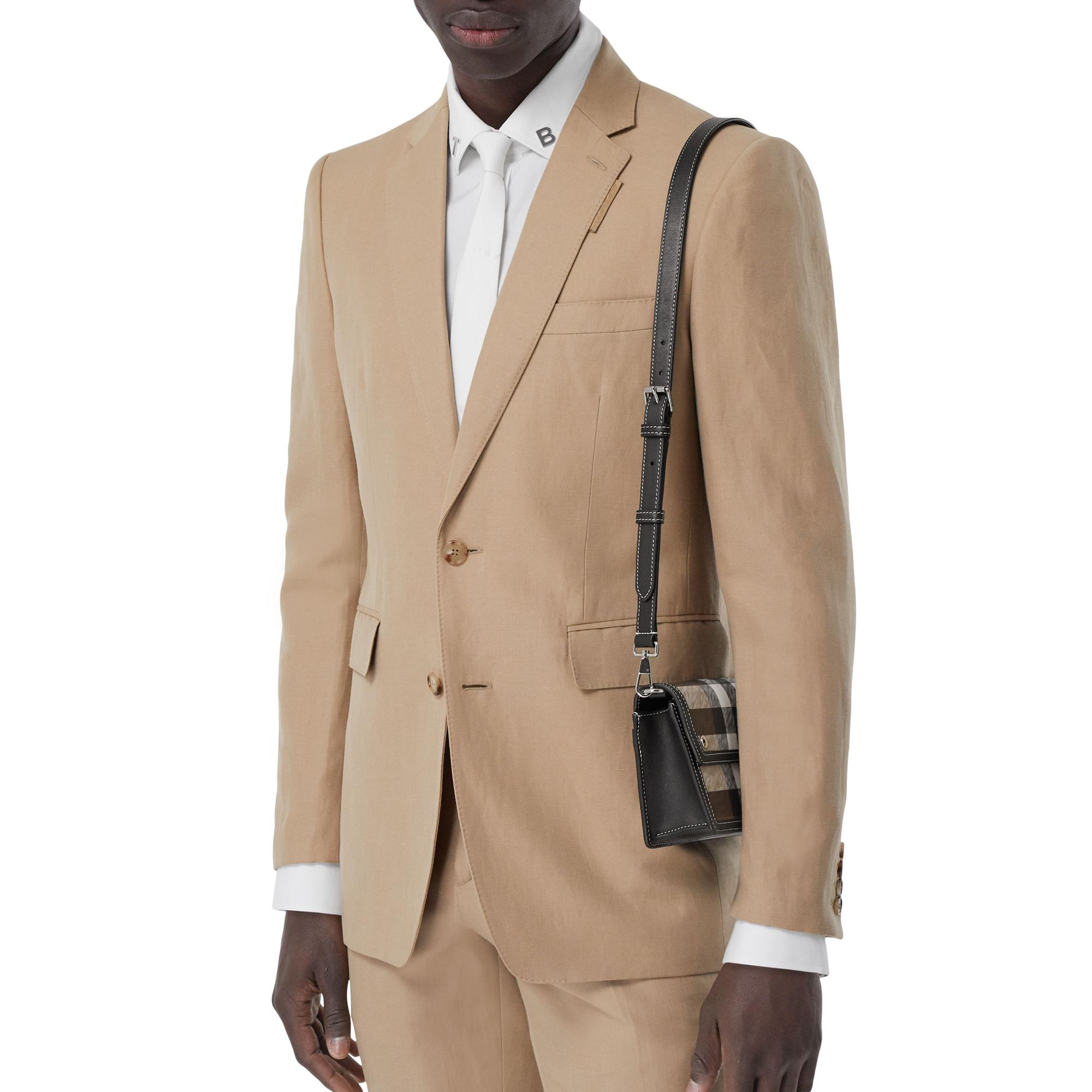 체크 레더 크로스바디 백