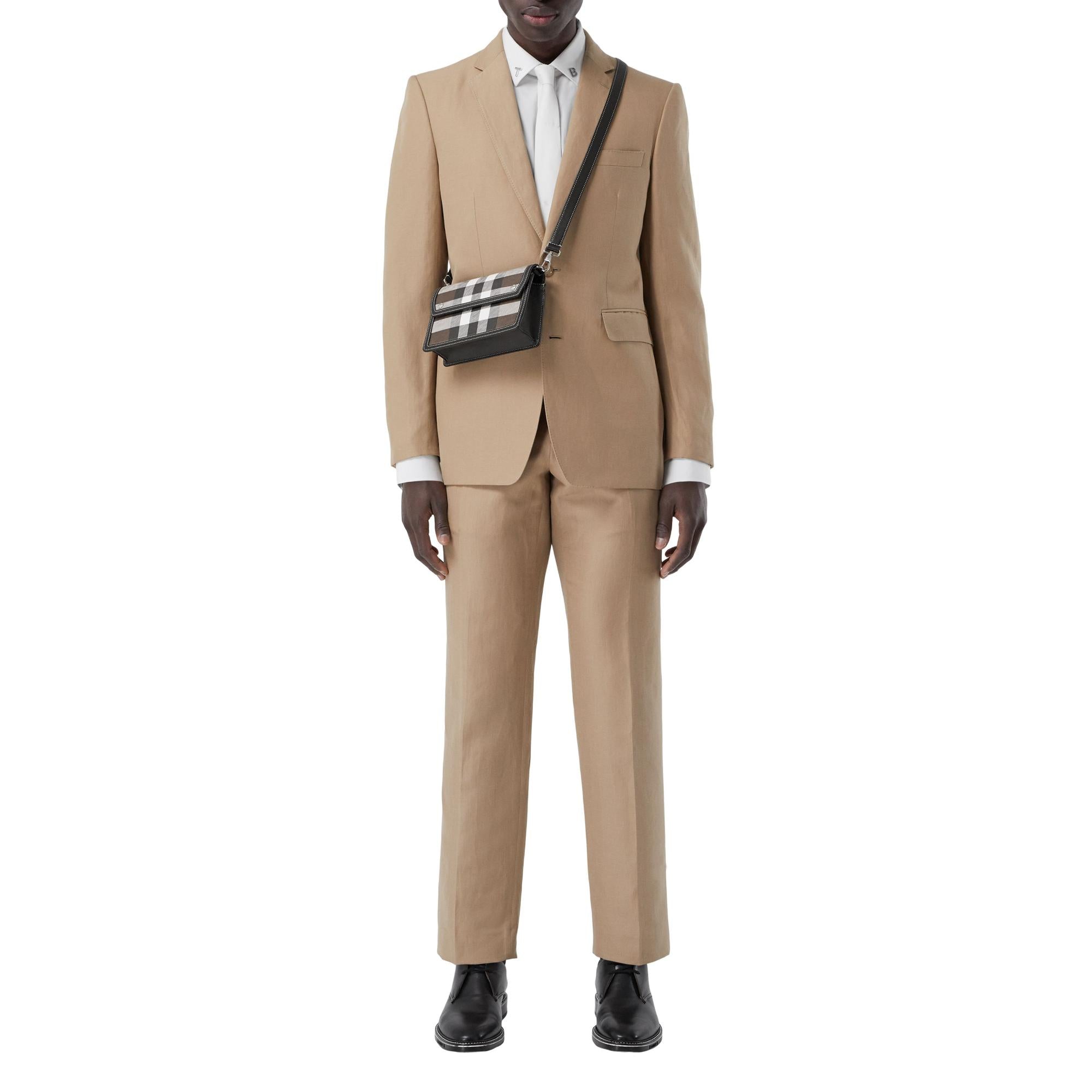 체크 레더 크로스바디 백