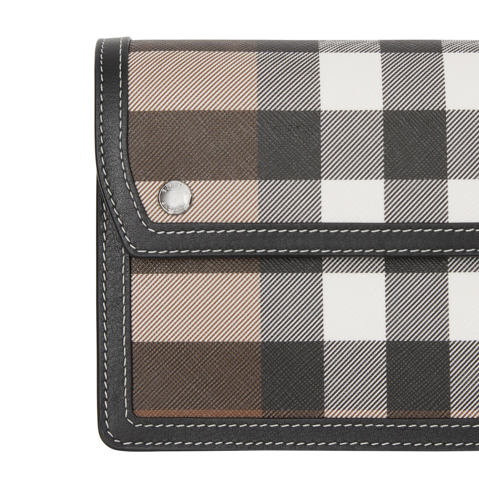 체크 레더 크로스바디 백