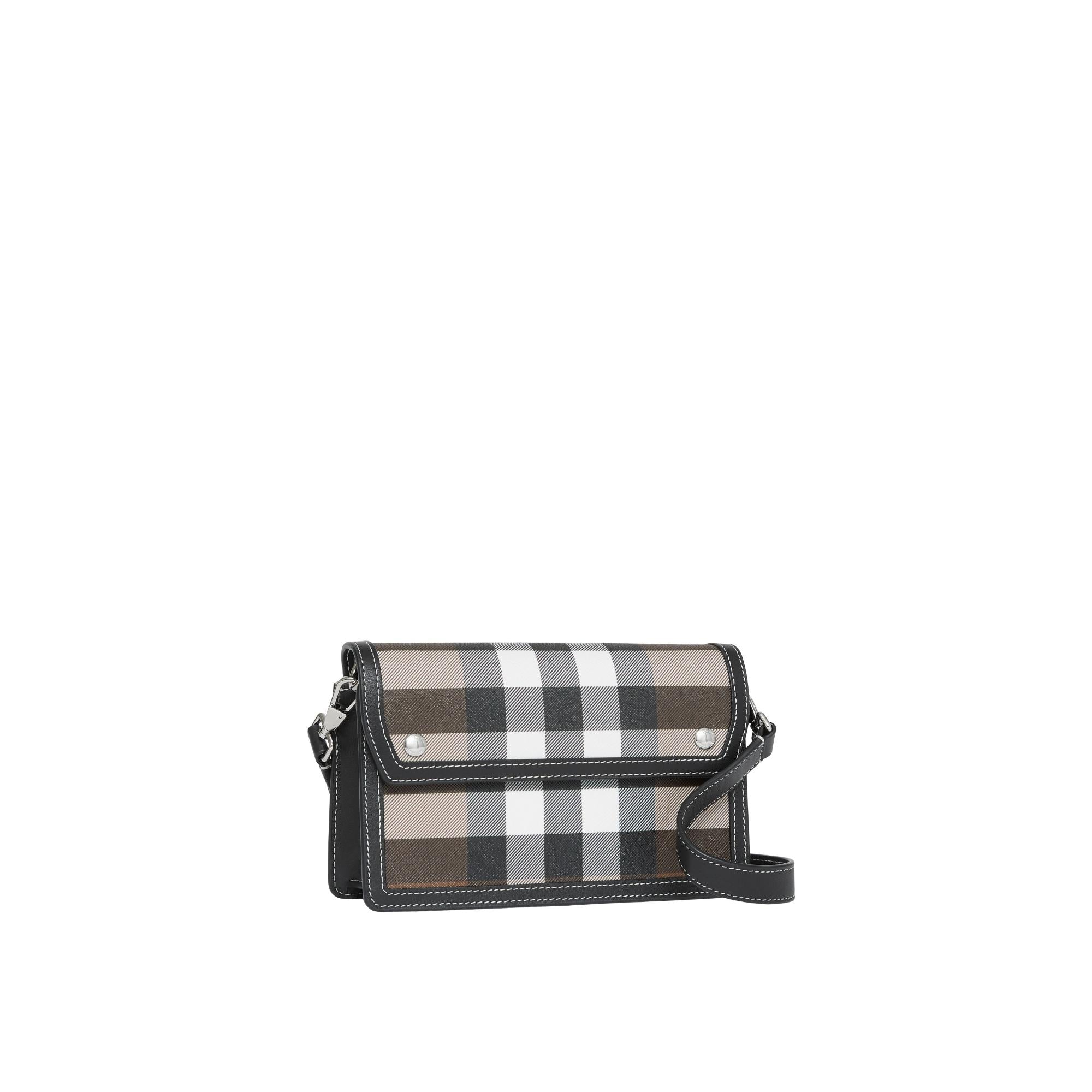 체크 레더 크로스바디 백