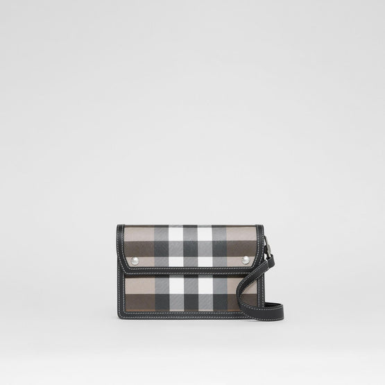 체크 레더 크로스바디 백