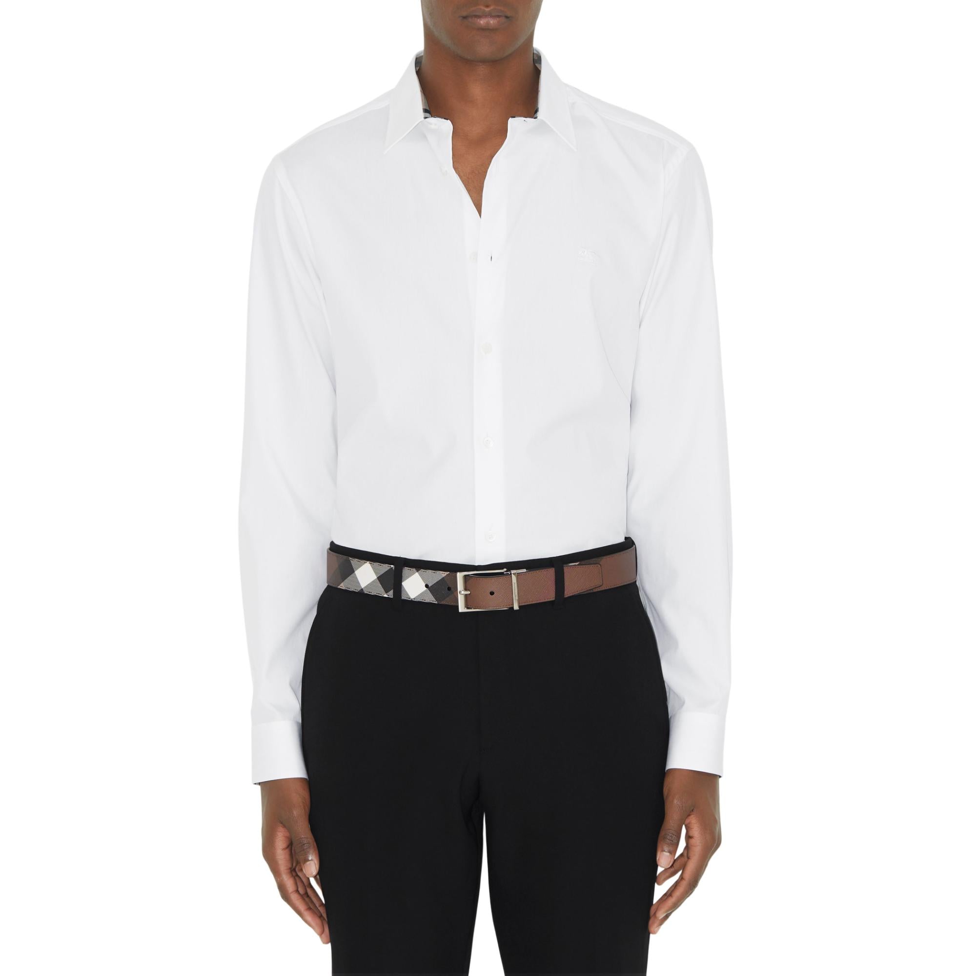 체크 레더 리버시블 벨트