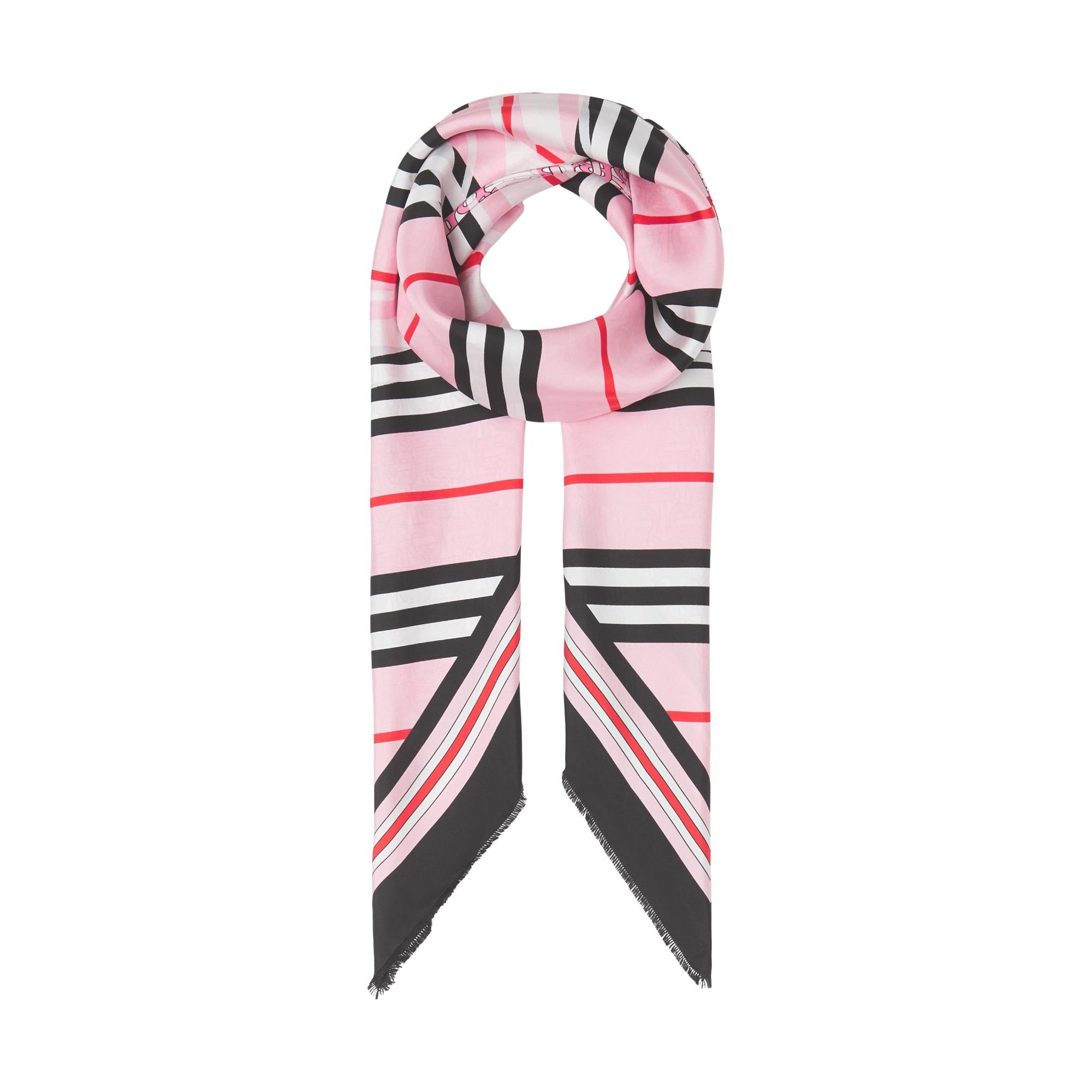 몽타주 프린트 실크 스퀘어 스카프