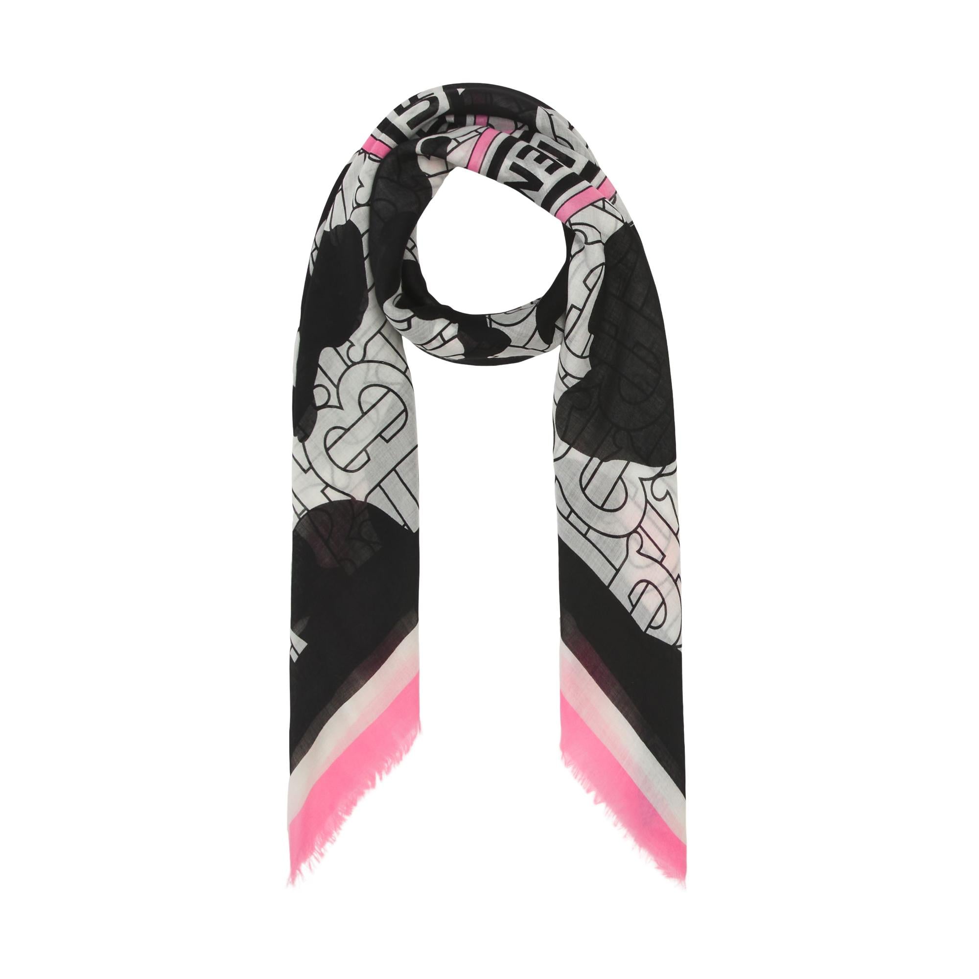 라지 몽타주 프린트 울 실크 스퀘어 스카프