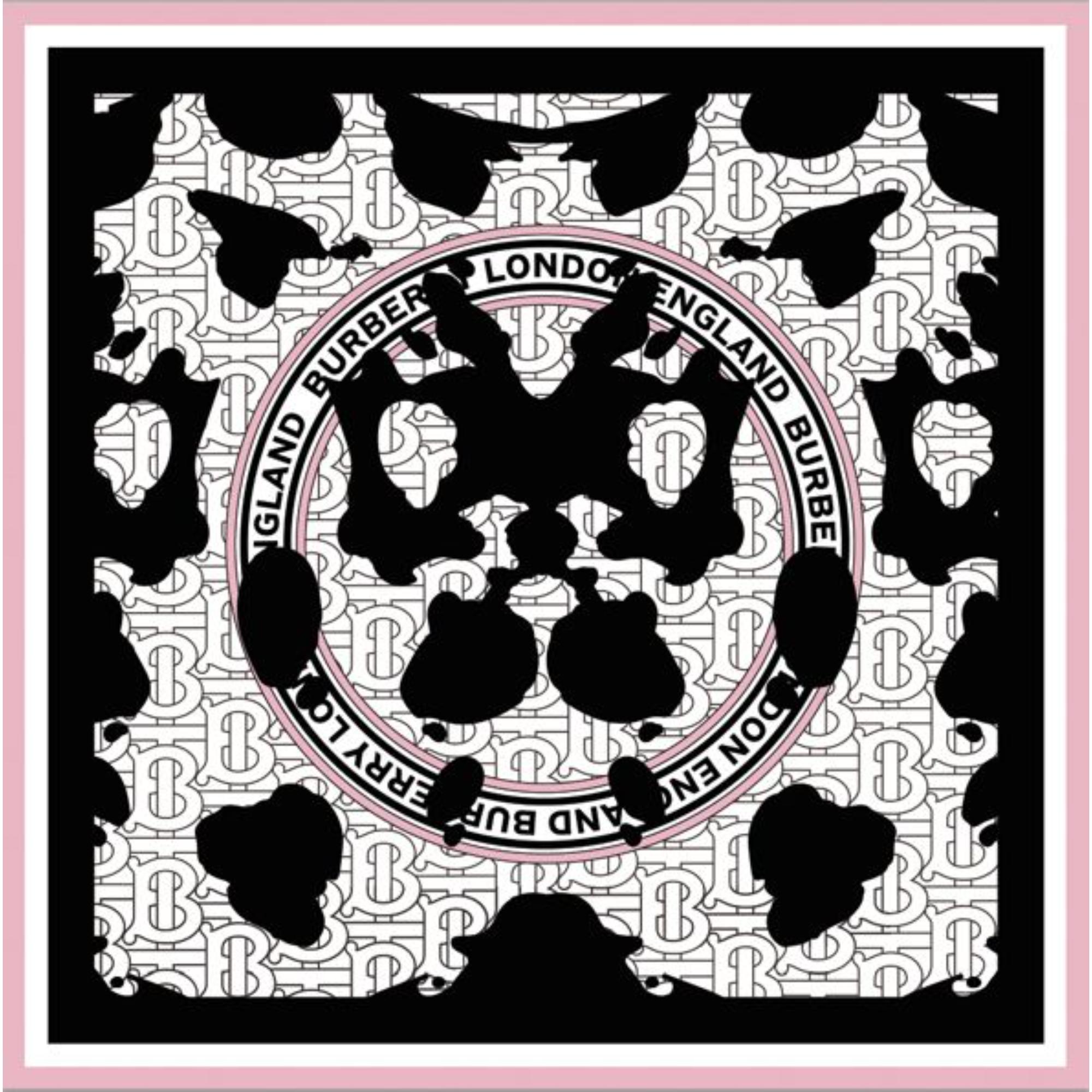 라지 몽타주 프린트 울 실크 스퀘어 스카프