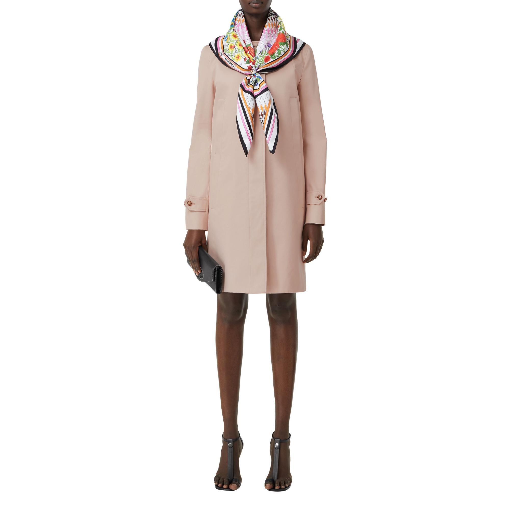 플로럴 프린트 실크 스퀘어 스카프