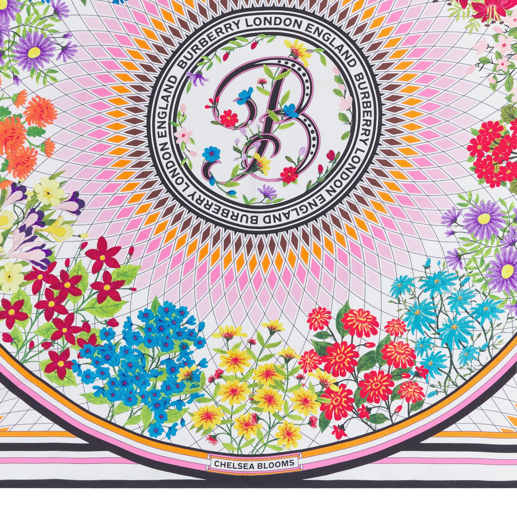 플로럴 프린트 실크 스퀘어 스카프