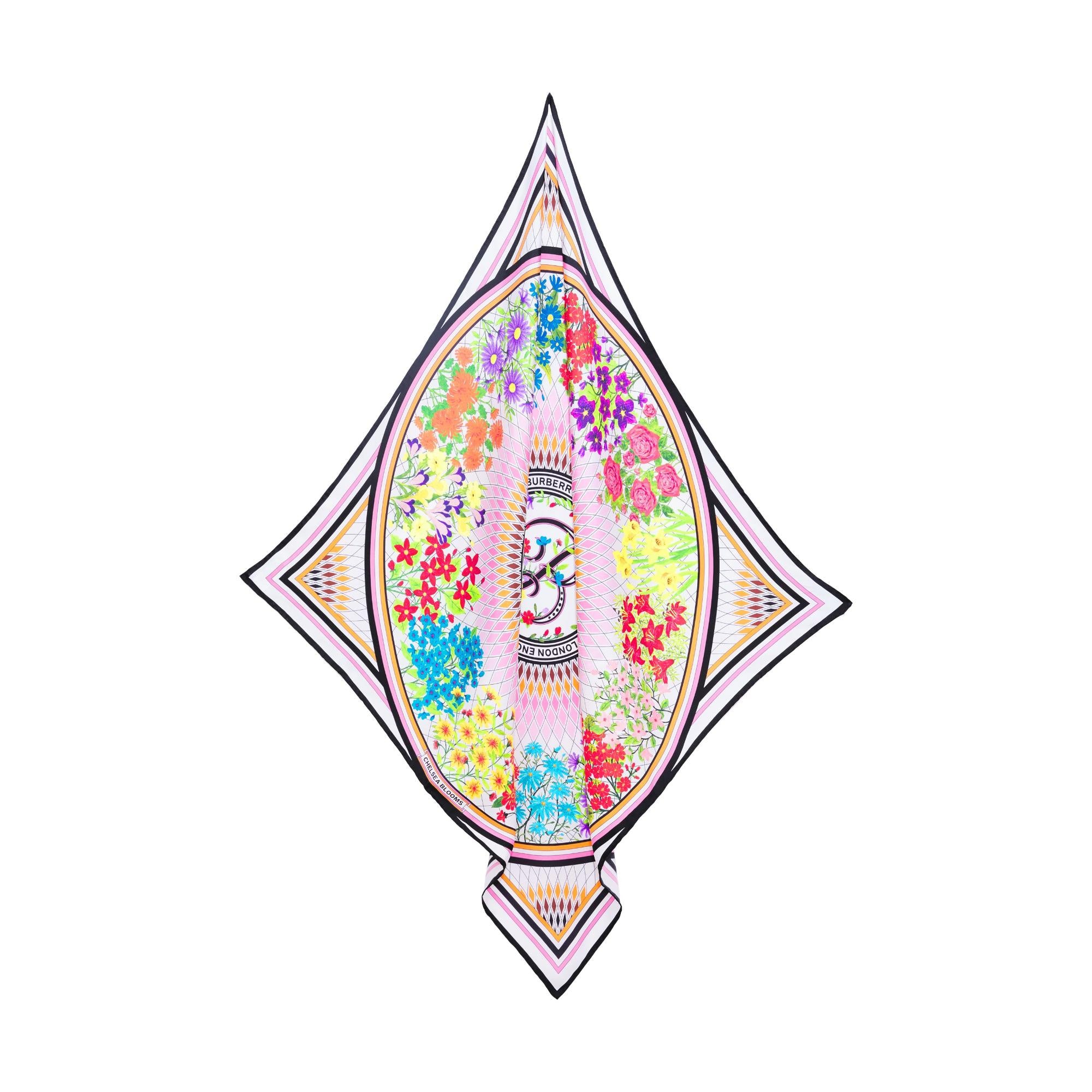 플로럴 프린트 실크 스퀘어 스카프