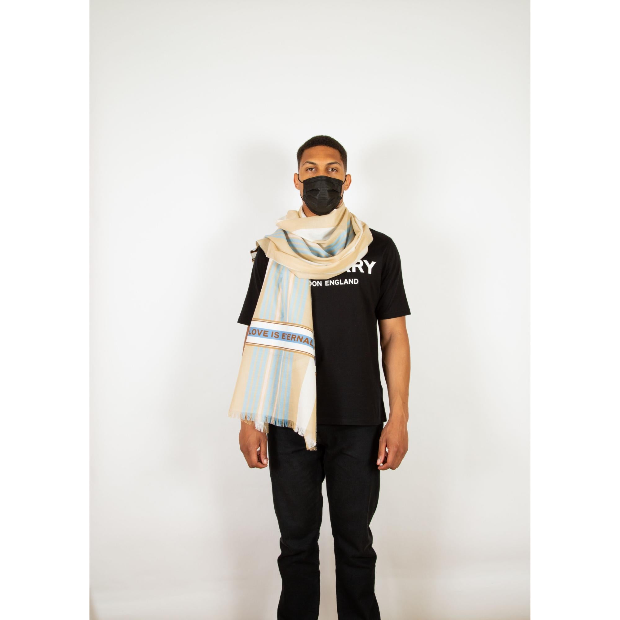 Love Is Eternal 스트라이프 코튼 캐시미어 자카드 스카프