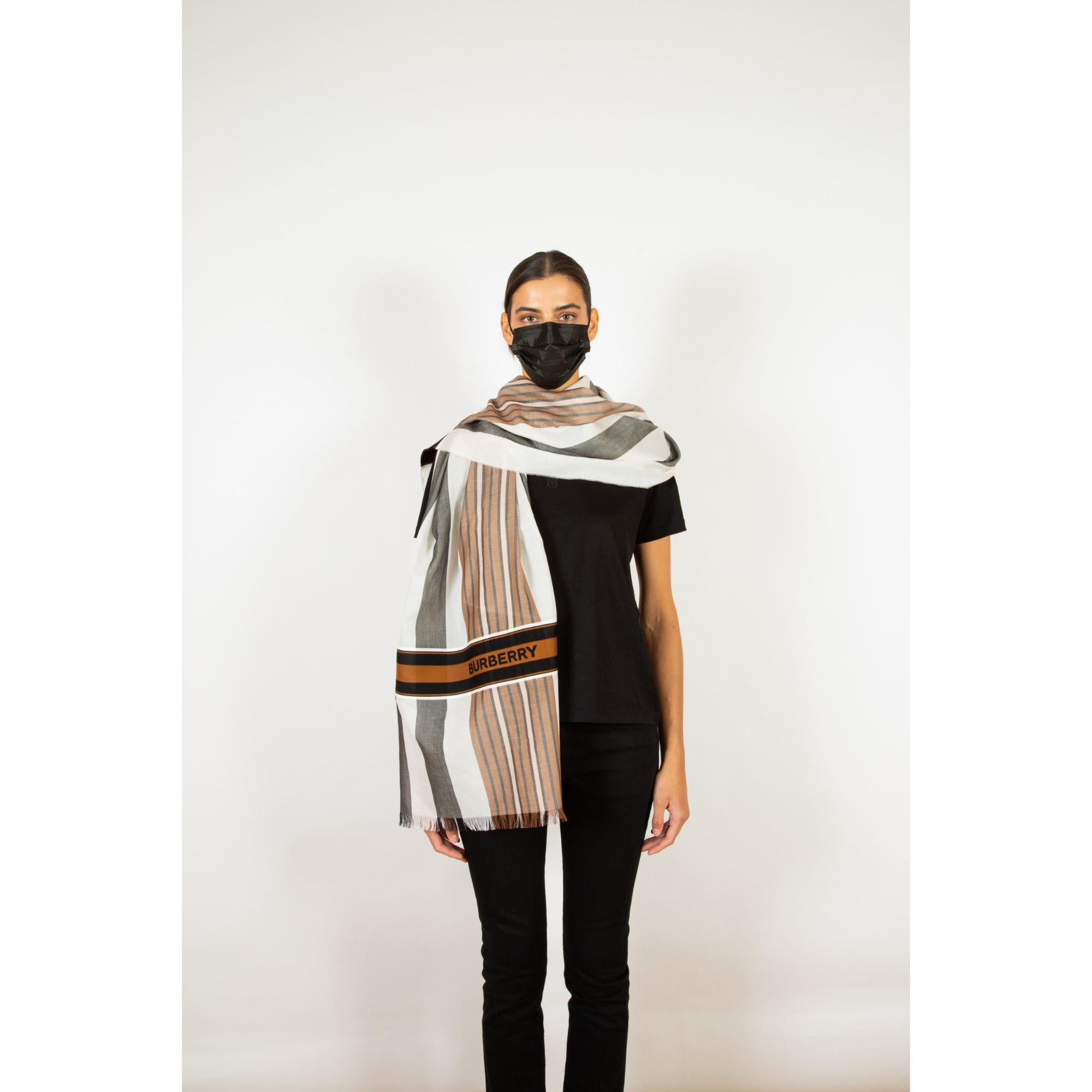 Love Is Eternal 스트라이프 코튼 캐시미어 자카드 스카프