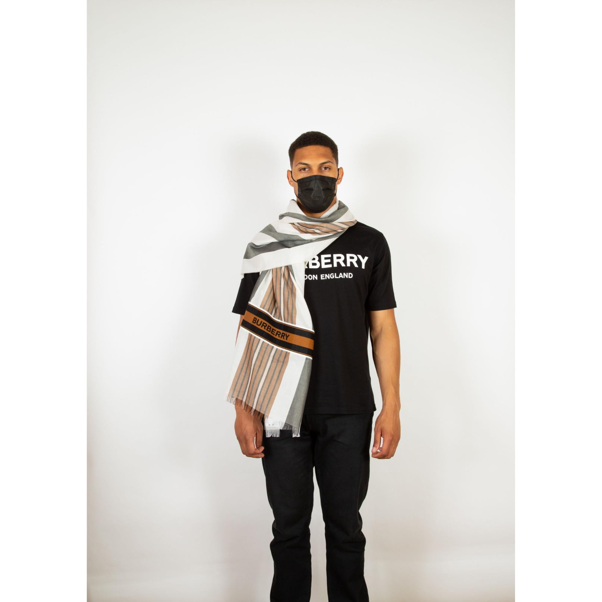 Love Is Eternal 스트라이프 코튼 캐시미어 자카드 스카프