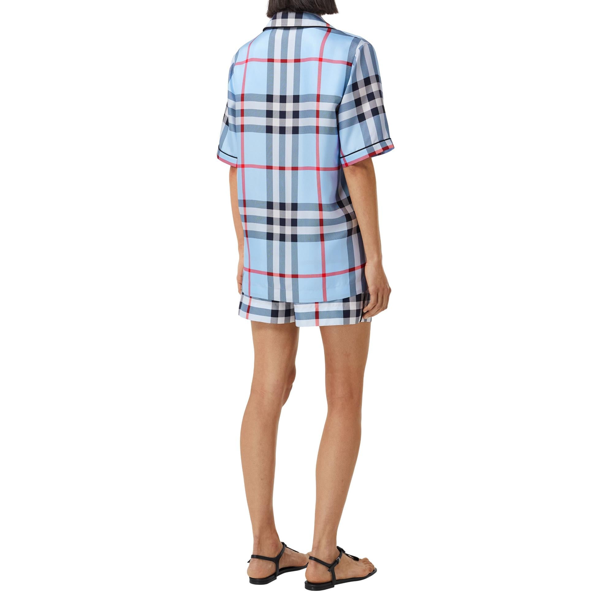 체크 실크 파자마 셔츠