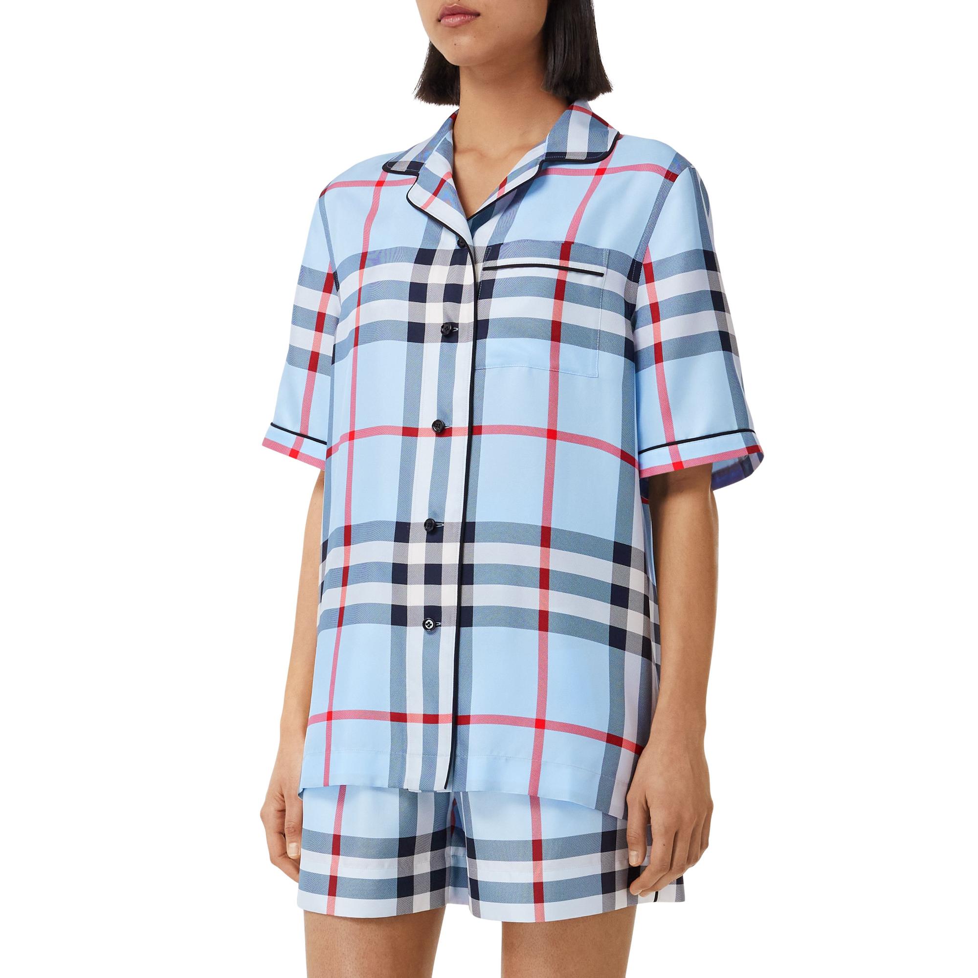 체크 실크 파자마 셔츠