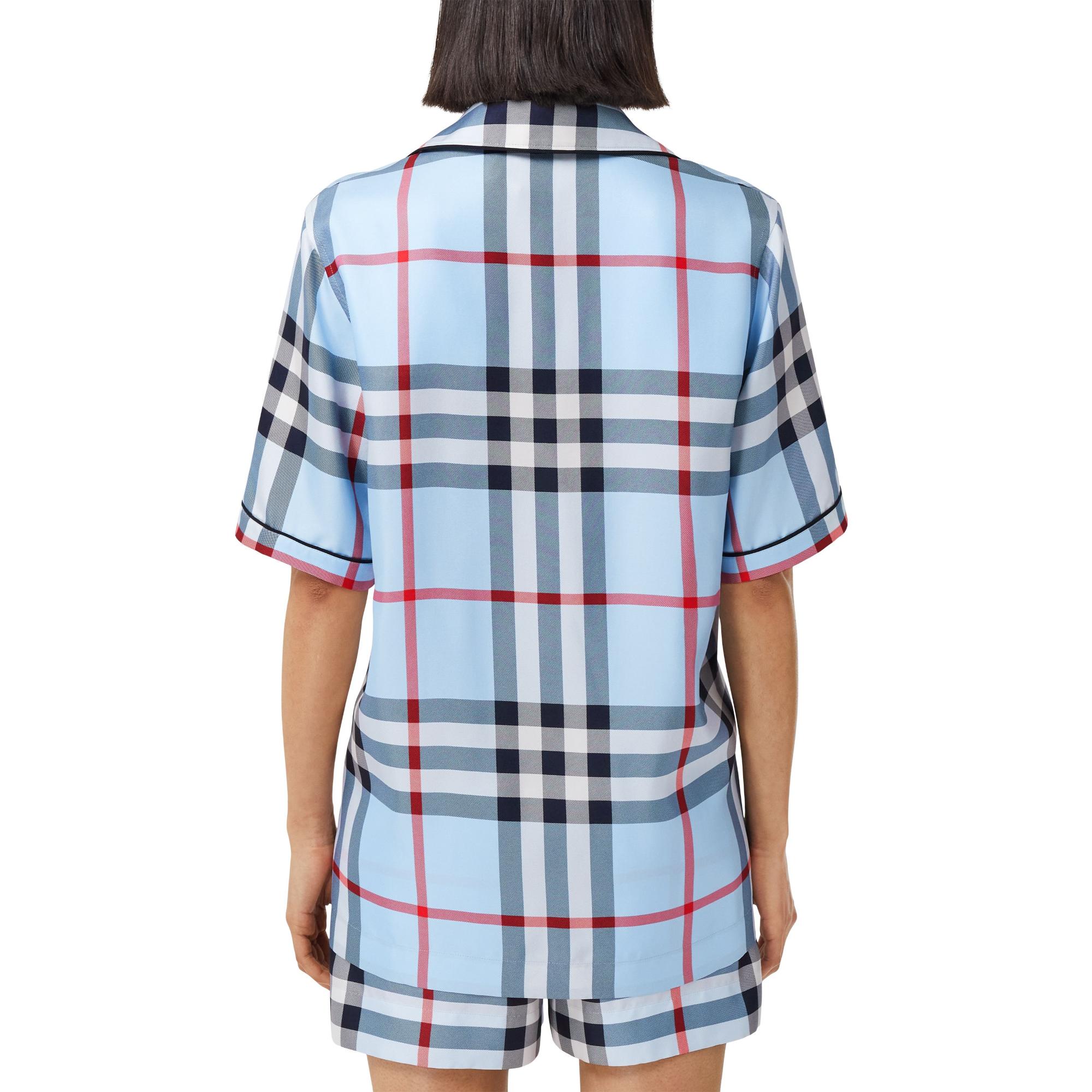 체크 실크 파자마 셔츠