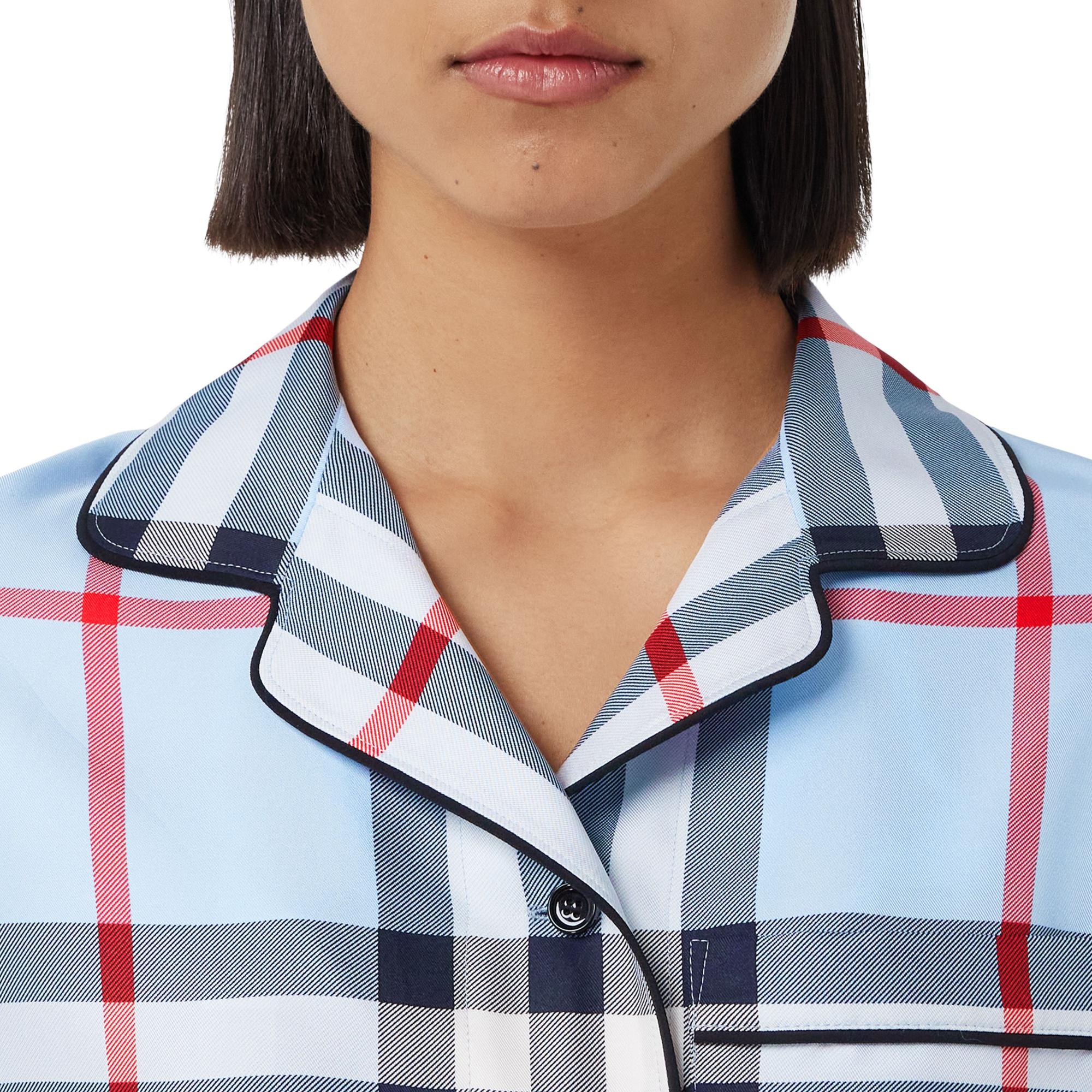 체크 실크 파자마 셔츠