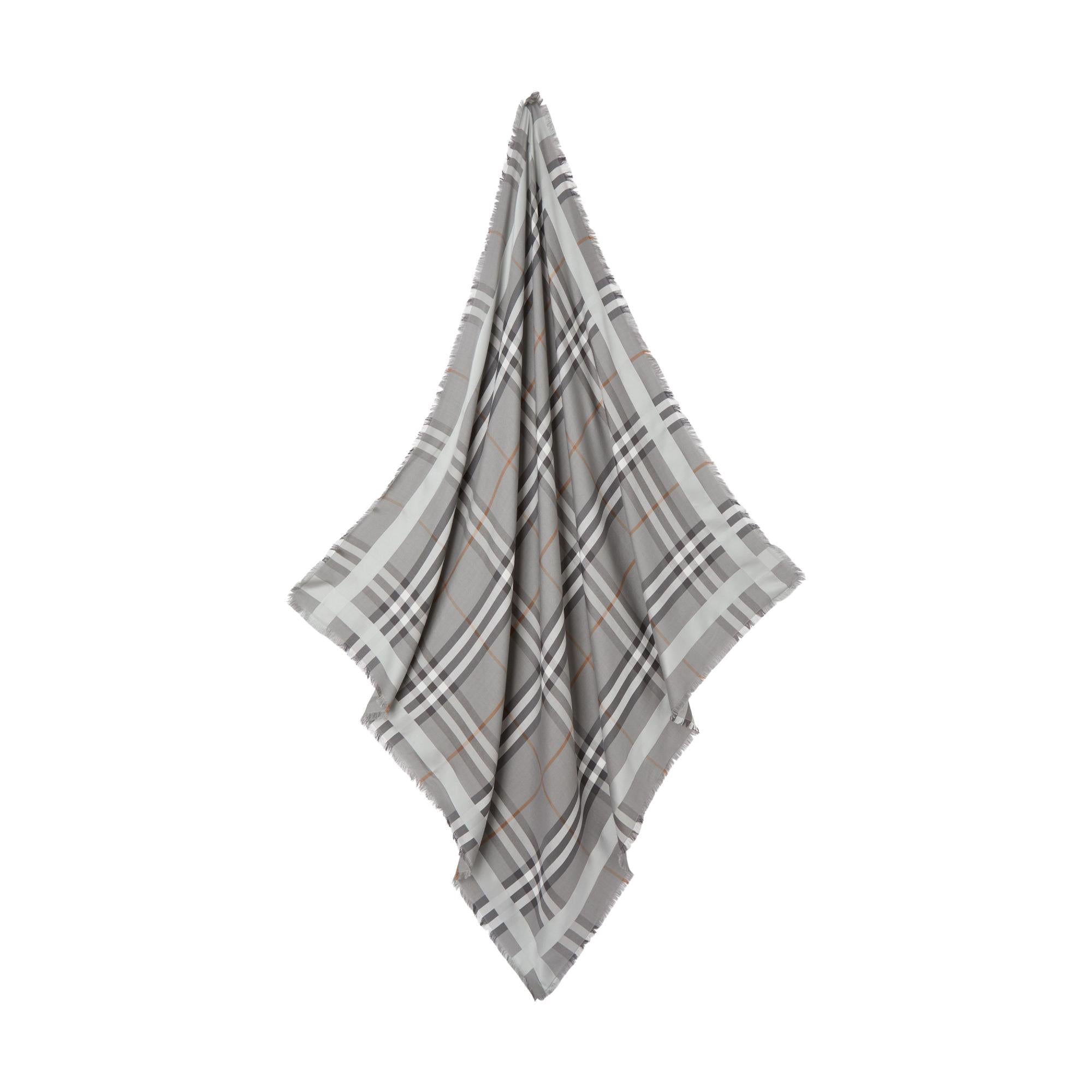 라지 체크 실크 울 스퀘어 스카프