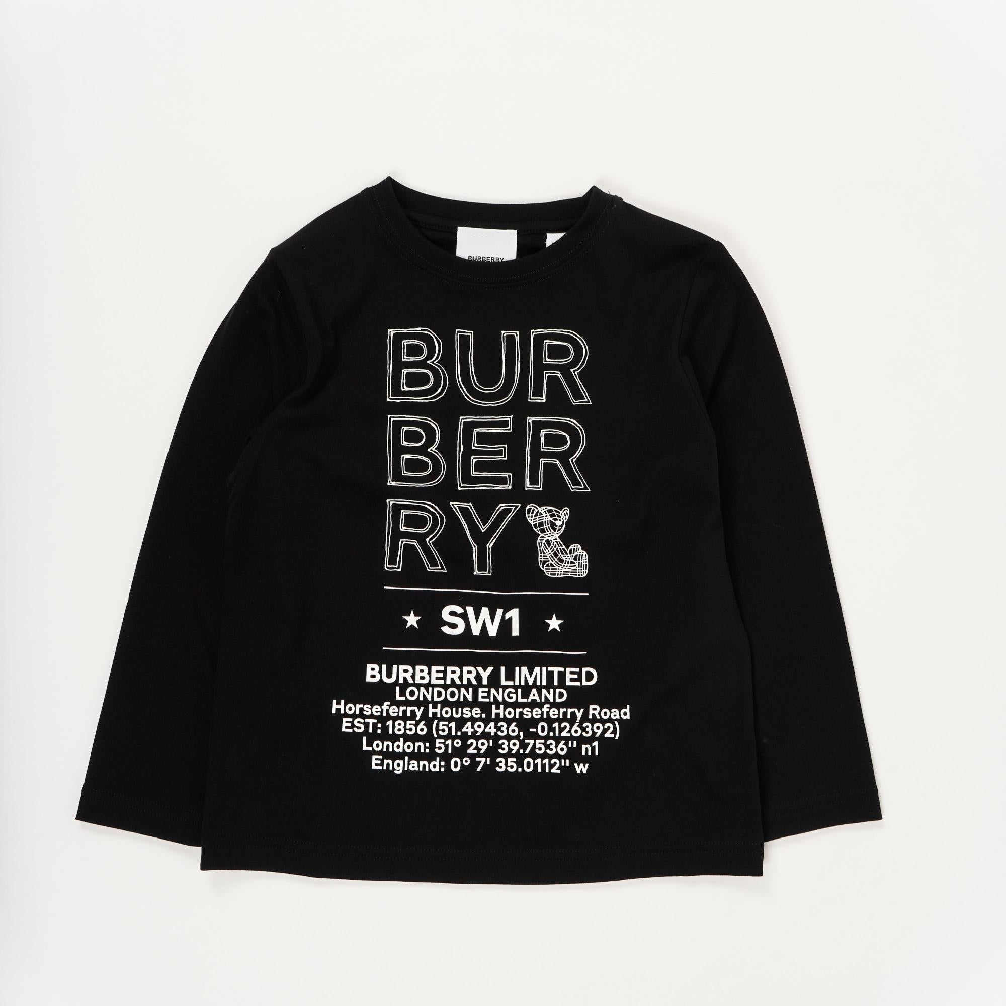 롱 슬리브 로고 스케치 프린트 코튼 톱