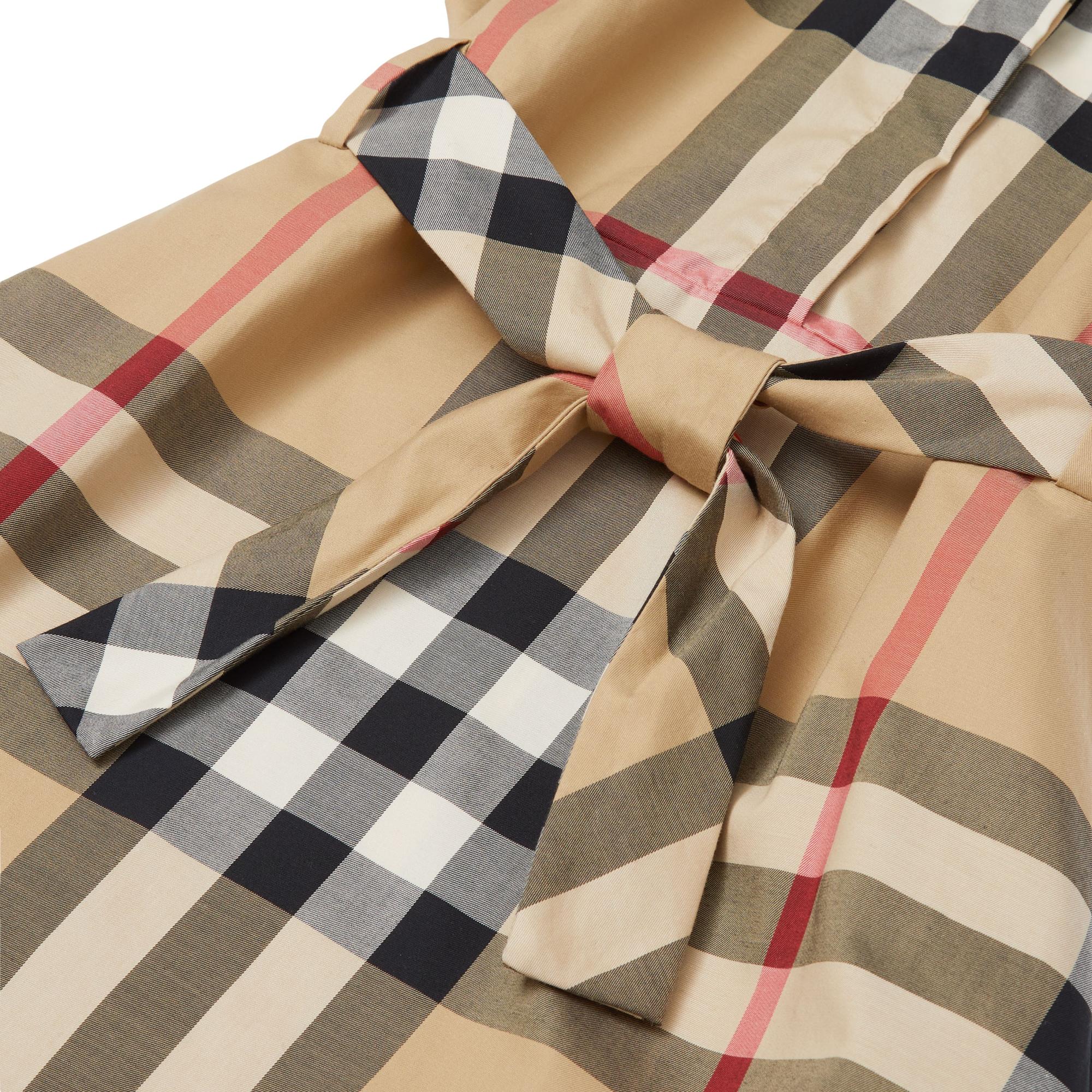 체크 스트레치 코튼 타이 웨이스트 셔츠 드레스