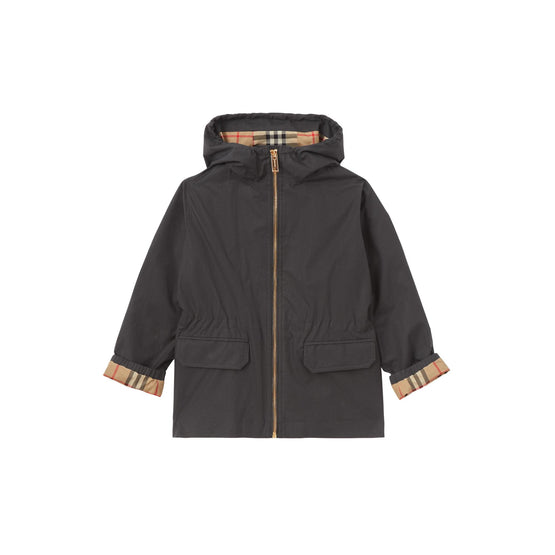 빈티지 체크 라이닝 코튼 후드 재킷