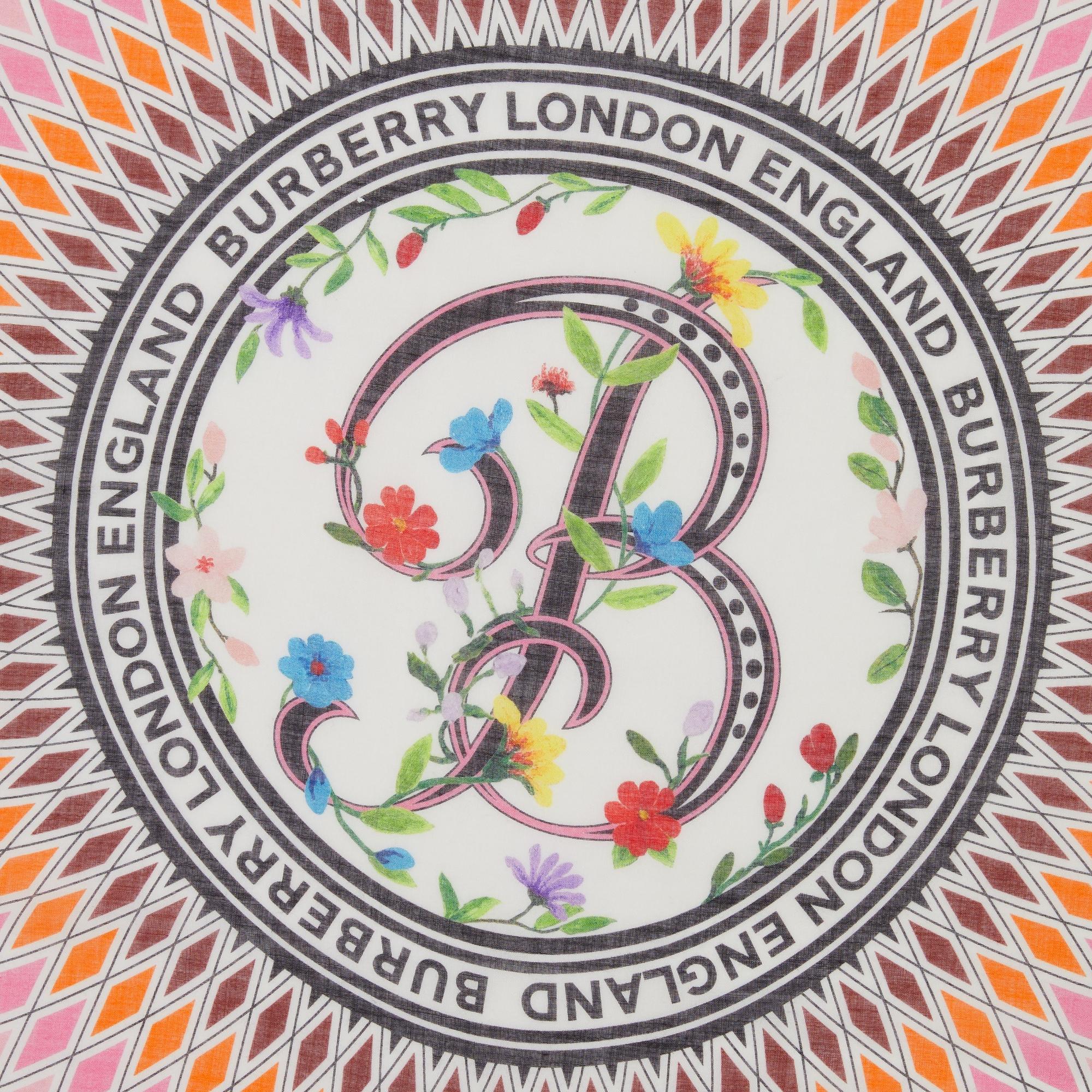 라지 플로럴 프린트 울 실크 스퀘어 스카프