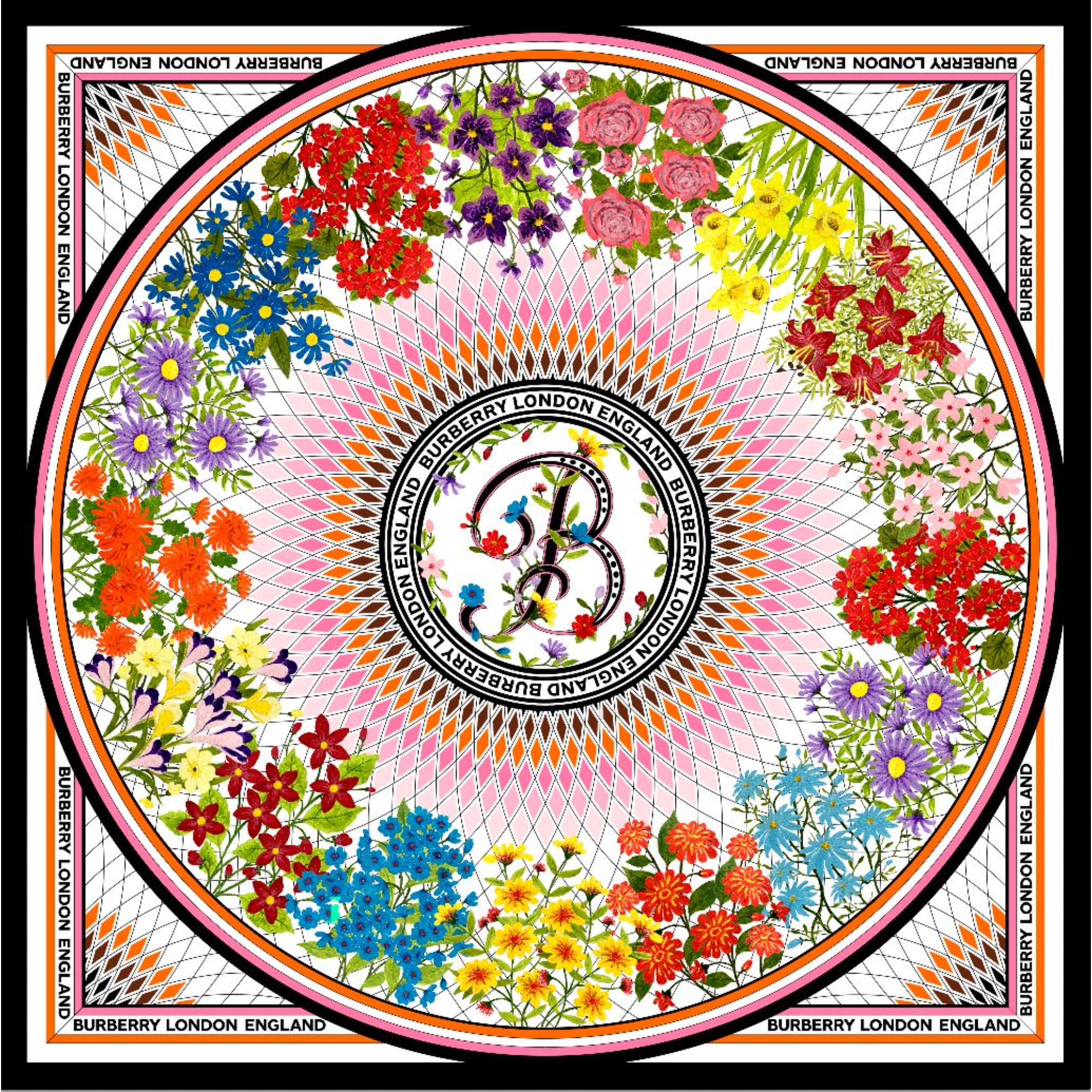 라지 플로럴 프린트 울 실크 스퀘어 스카프