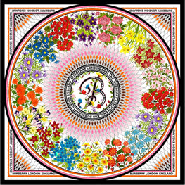 라지 플로럴 프린트 울 실크 스퀘어 스카프