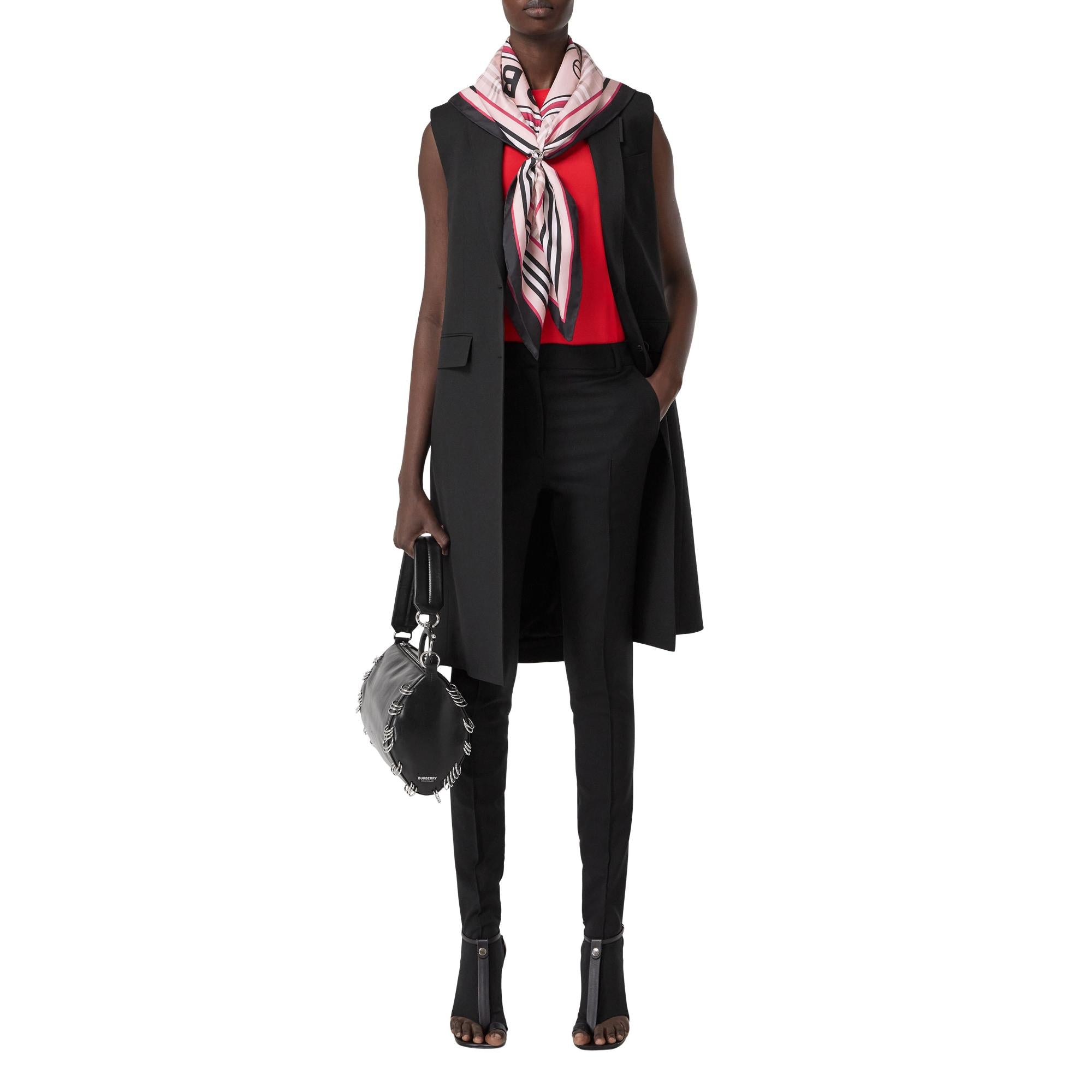 몽타주 프린트 실크 스퀘어 스카프