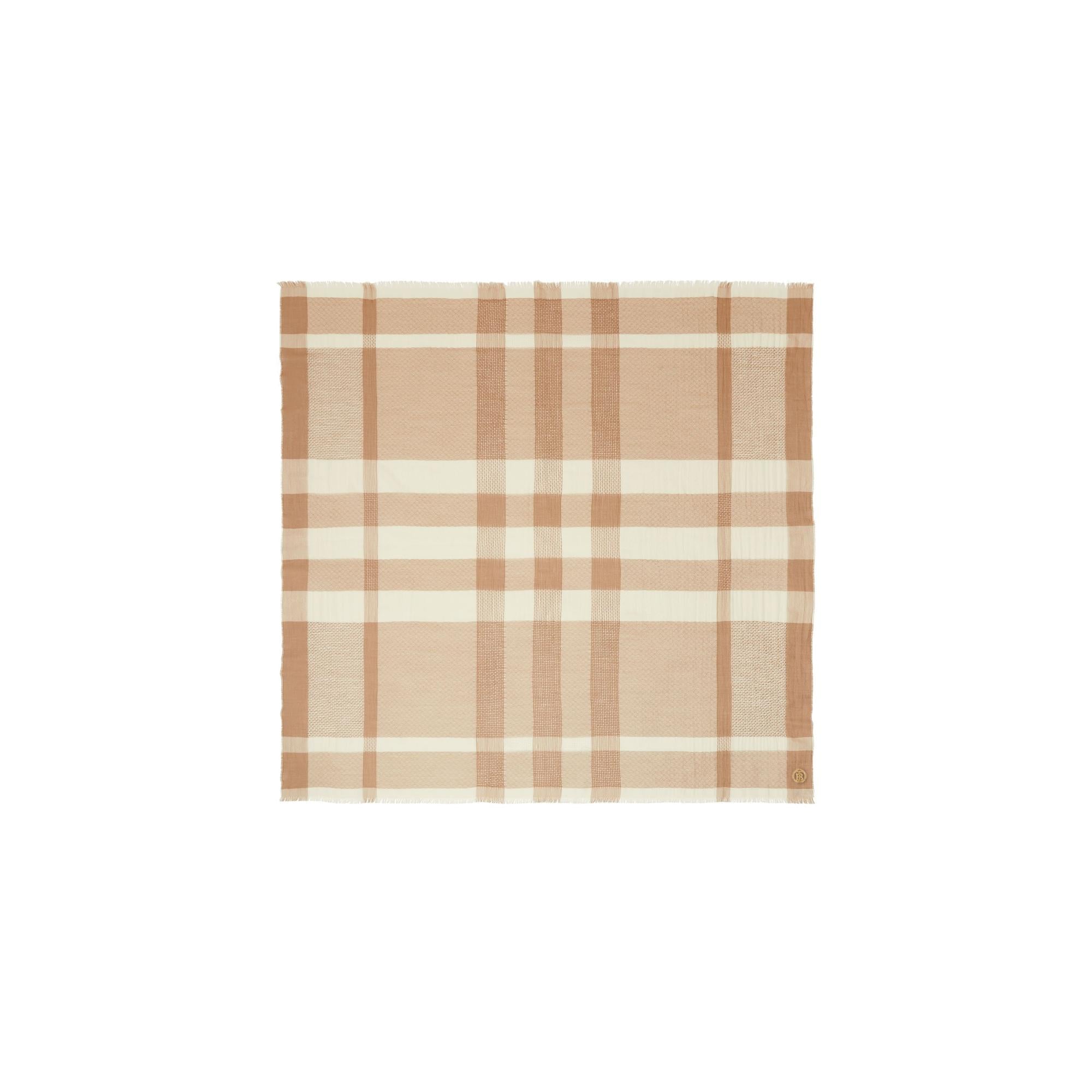 라지 체크 캐시미어 스퀘어 스카프