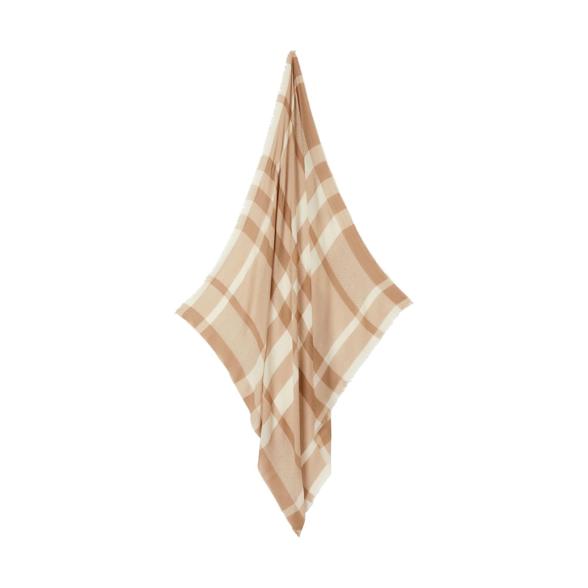 라지 체크 캐시미어 스퀘어 스카프