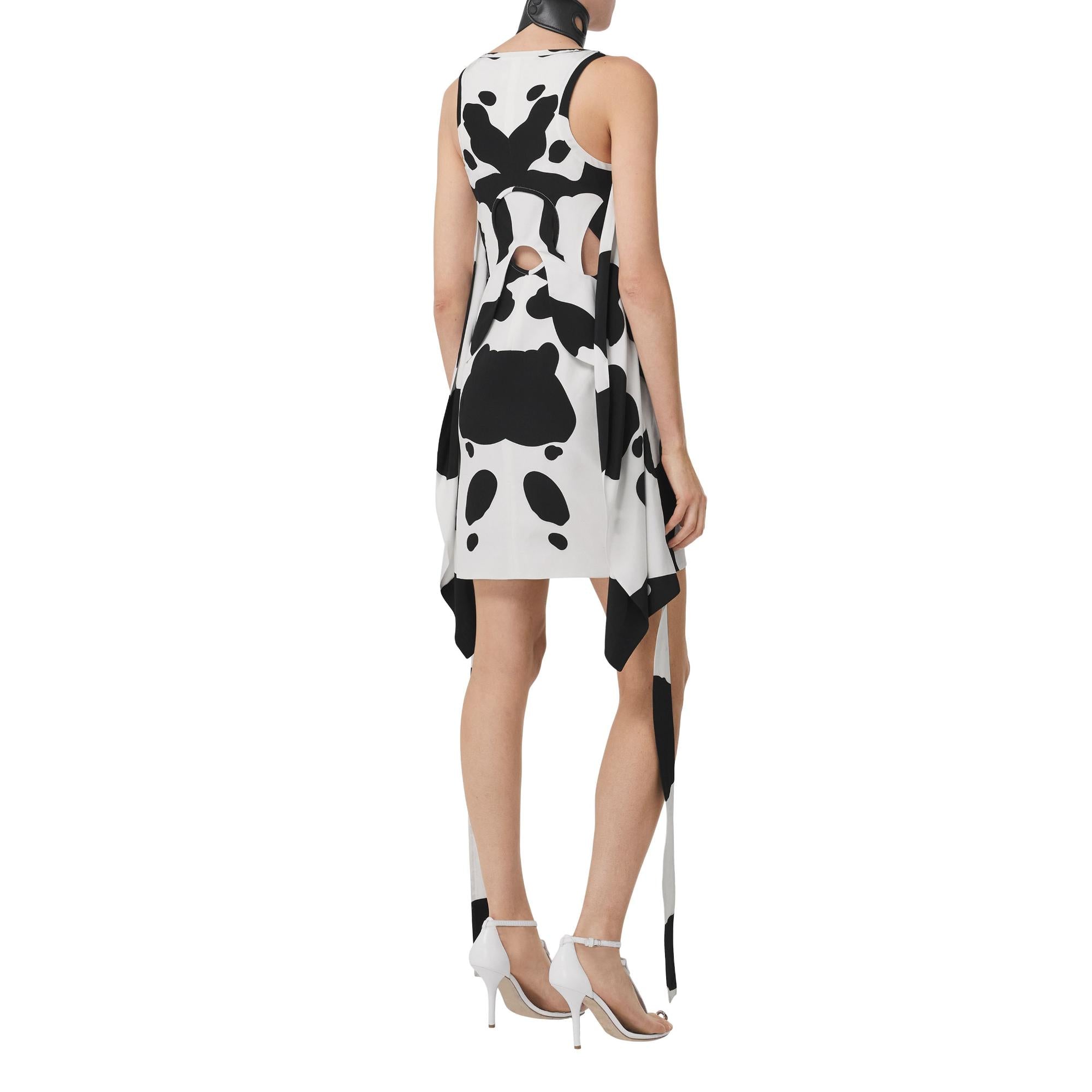 카우 프린트 실크 크레이프 드 신 드레스