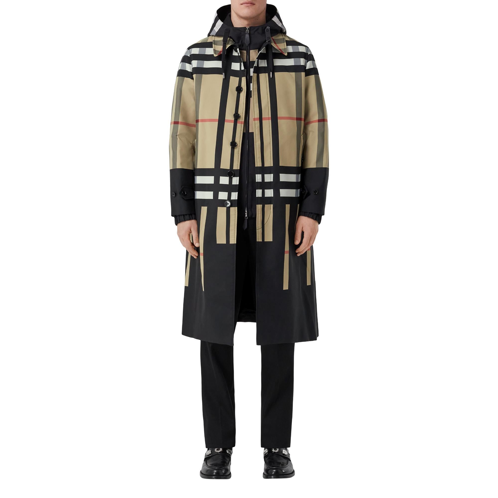 슬라이스 체크 나일론 카 코트