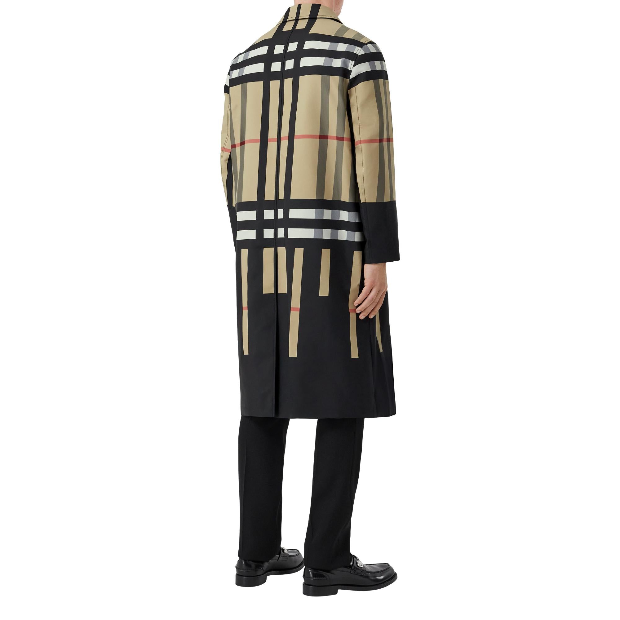 슬라이스 체크 나일론 카 코트