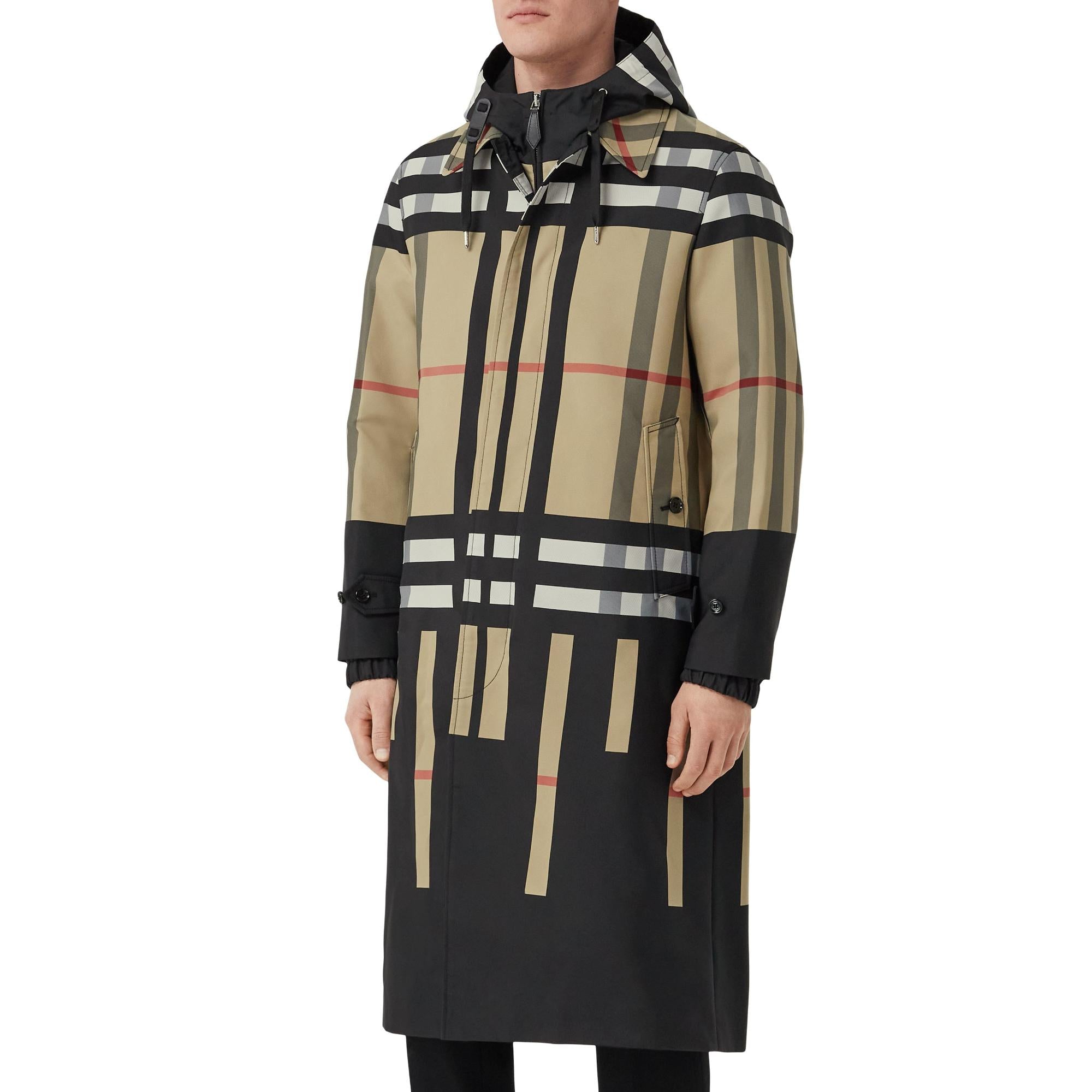 슬라이스 체크 나일론 카 코트