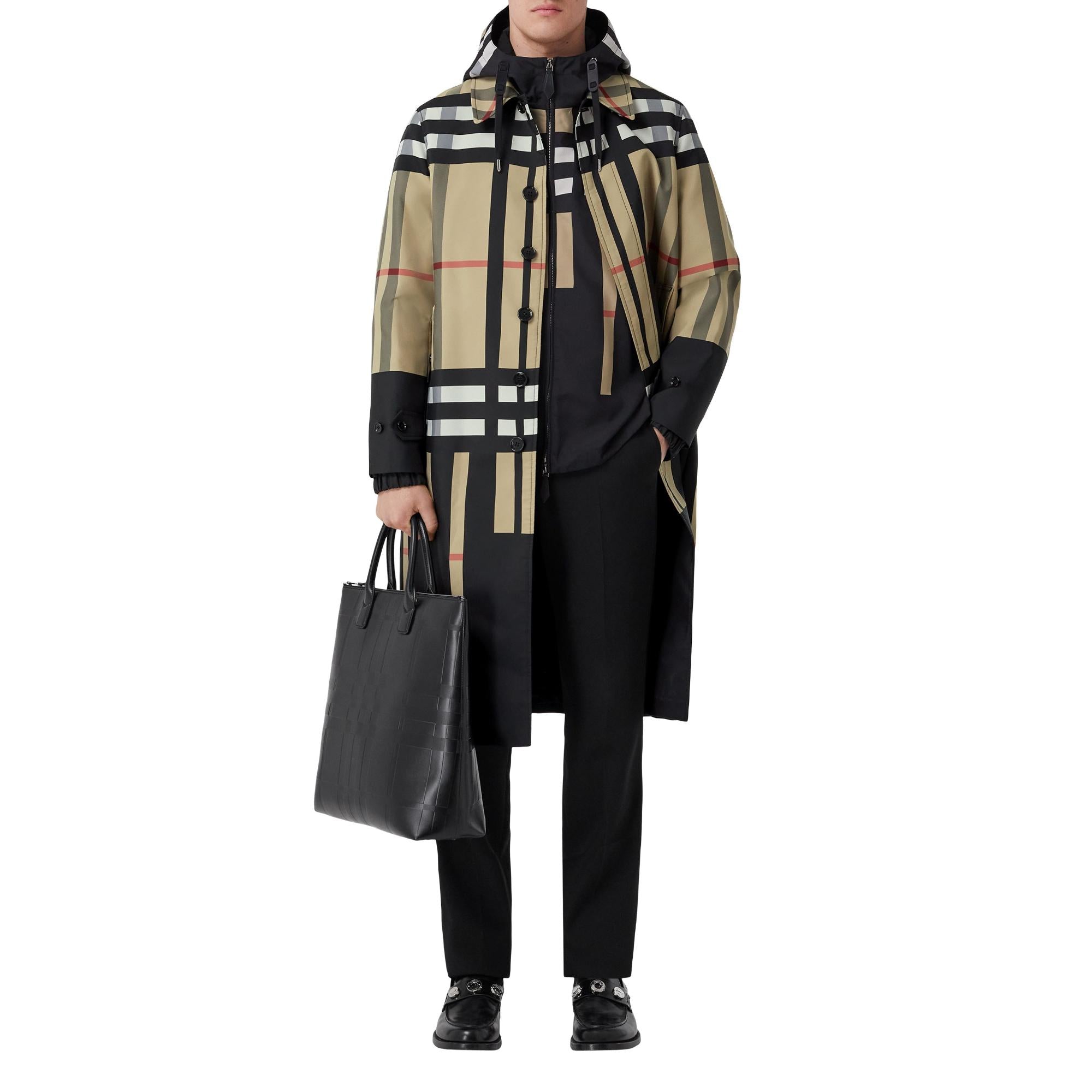 슬라이스 체크 나일론 카 코트