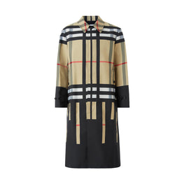 슬라이스 체크 나일론 카 코트