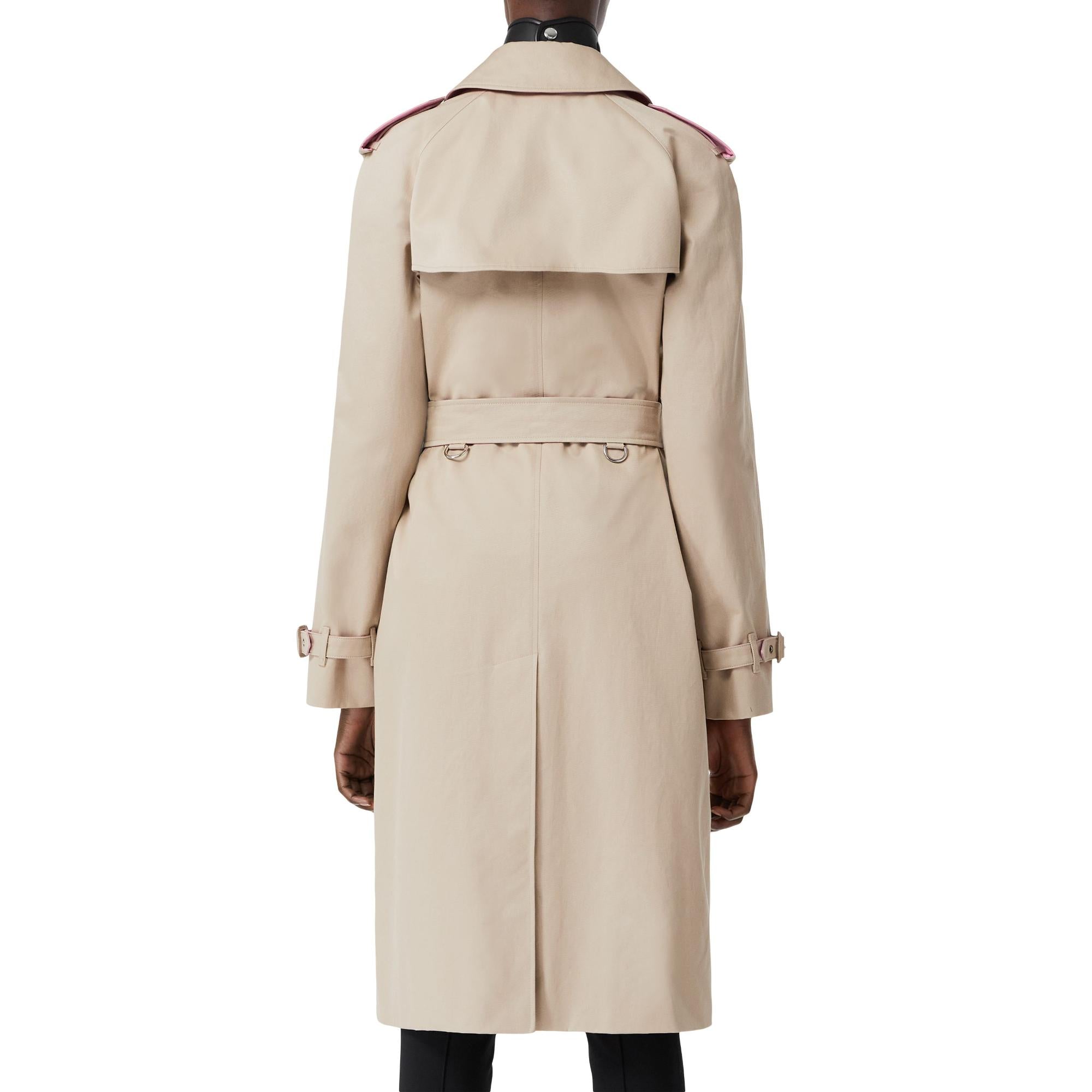 콘트라스트 트리밍 코튼 개버딘 트렌치코트