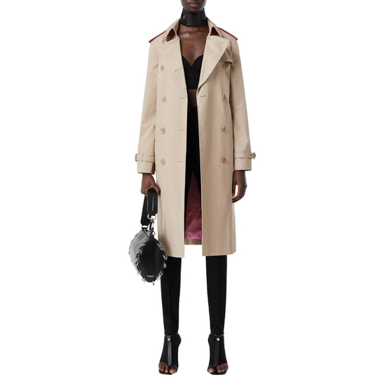 콘트라스트 트리밍 코튼 개버딘 트렌치코트