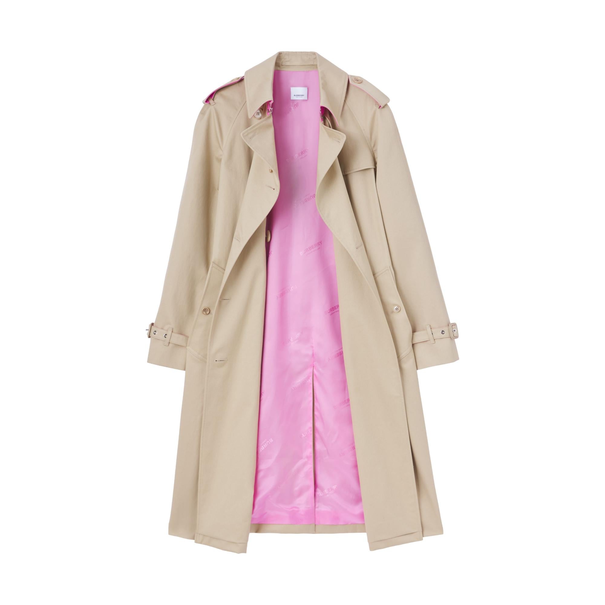 콘트라스트 트리밍 코튼 개버딘 트렌치코트