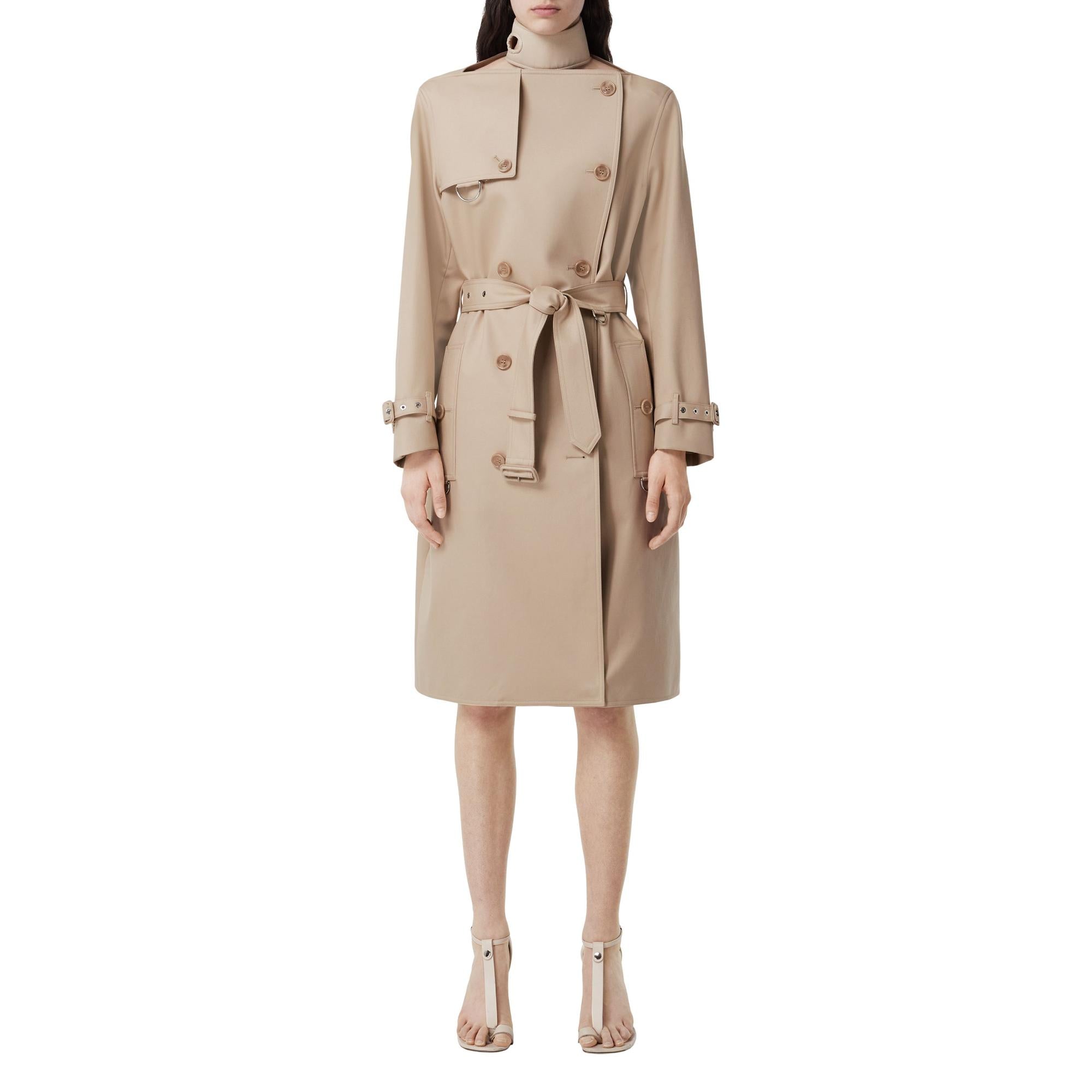 코튼 개버딘 보트넥 트렌치코트