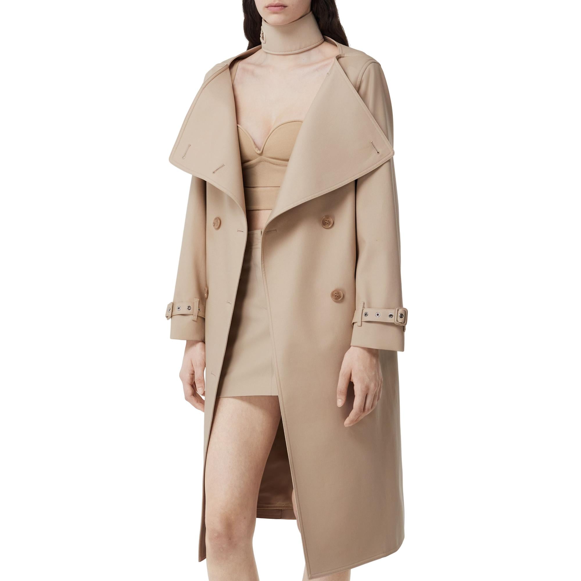 코튼 개버딘 보트넥 트렌치코트