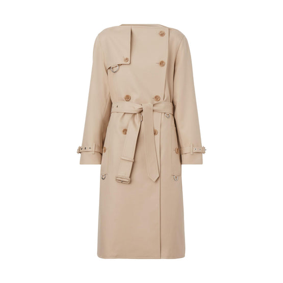 코튼 개버딘 보트넥 트렌치코트