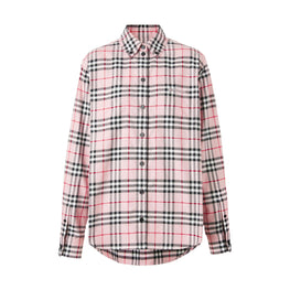 엠브로이더리 로고 체크 코튼 오버사이즈 셔츠