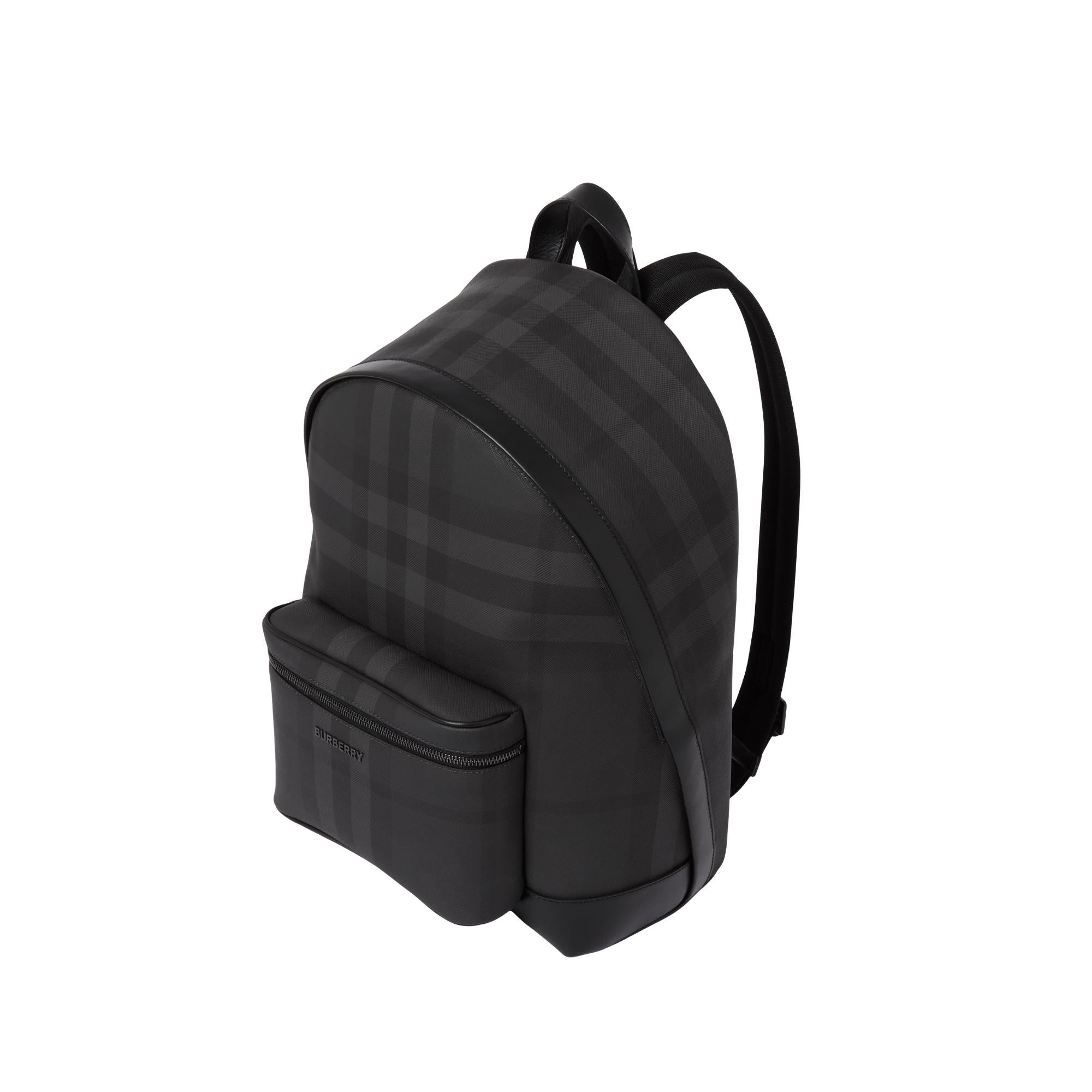 차콜 체크 레더 백팩